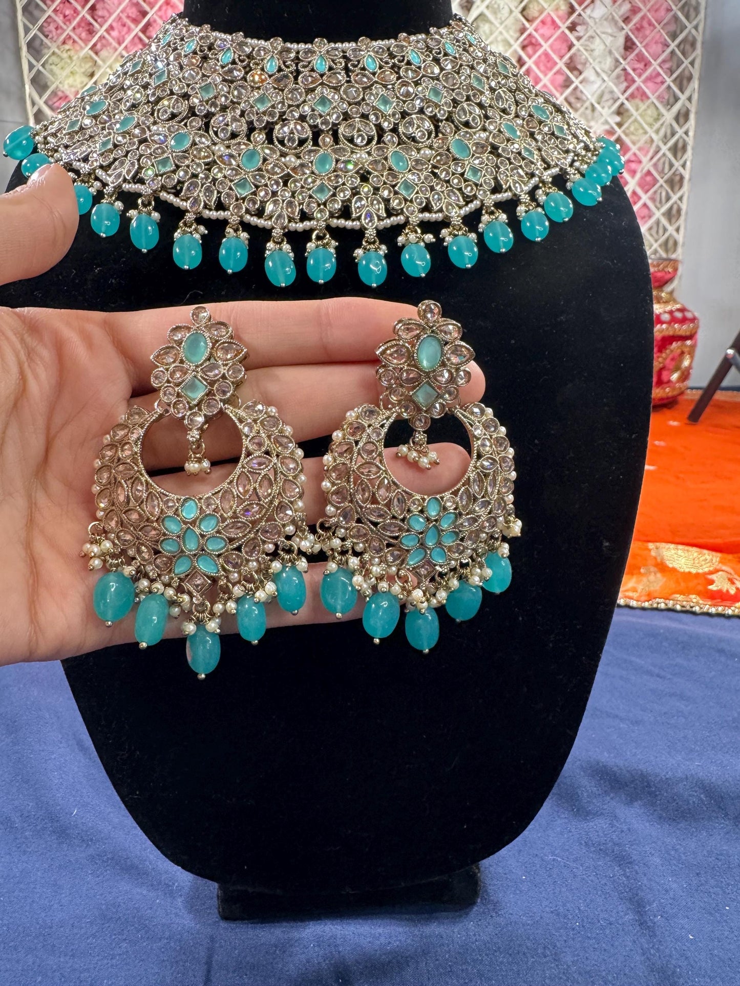 Indian jewlery set/Necklace Set/ Choker/ Bollywood Jewelry/ Indian jewelry/ Pakistani necklace/ punjabi necklace/bridal/