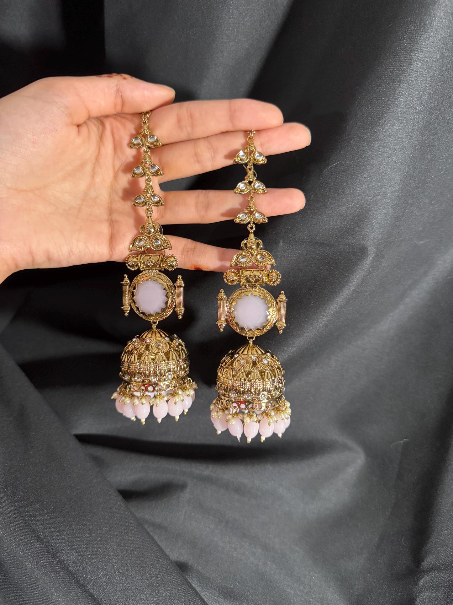 Bollywood Style Jhumka Earrings, Indian Gold Plated Hoop Earrings, Statement Ethnic Jewelry, Festive Earrings, Women's Accessories