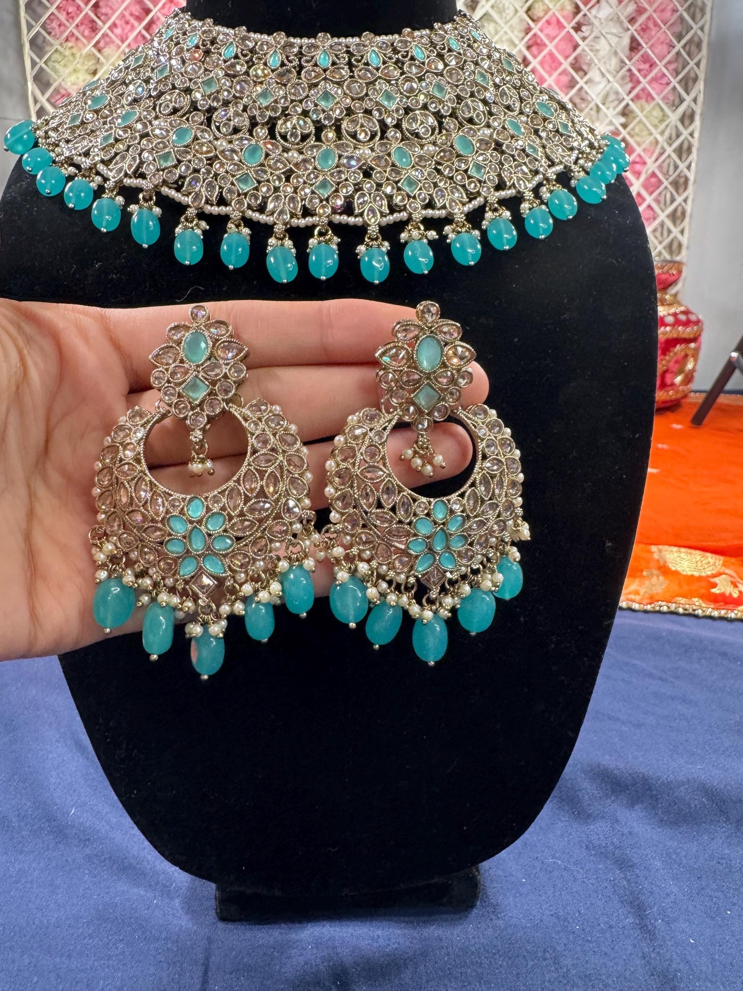 Indian jewlery set/Necklace Set/ Choker/ Bollywood Jewelry/ Indian jewelry/ Pakistani necklace/ punjabi necklace/bridal/