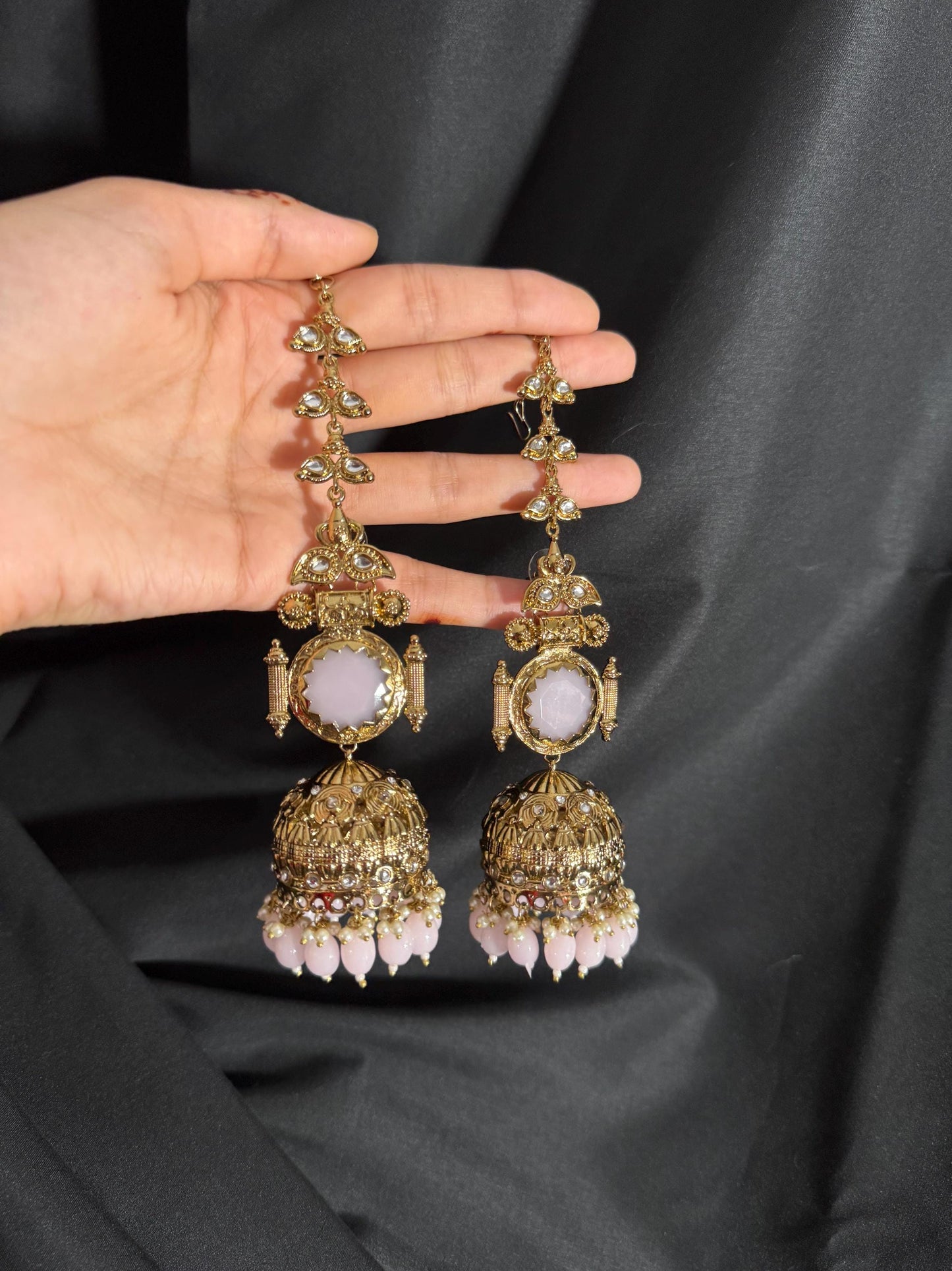 Bollywood Style Jhumka Earrings, Indian Gold Plated Hoop Earrings, Statement Ethnic Jewelry, Festive Earrings, Women's Accessories