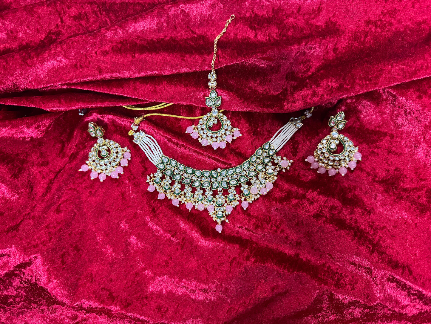Pink Kundan Set