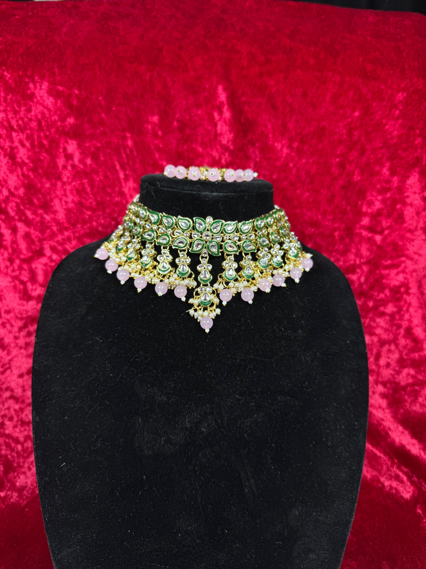 Pink Kundan Set