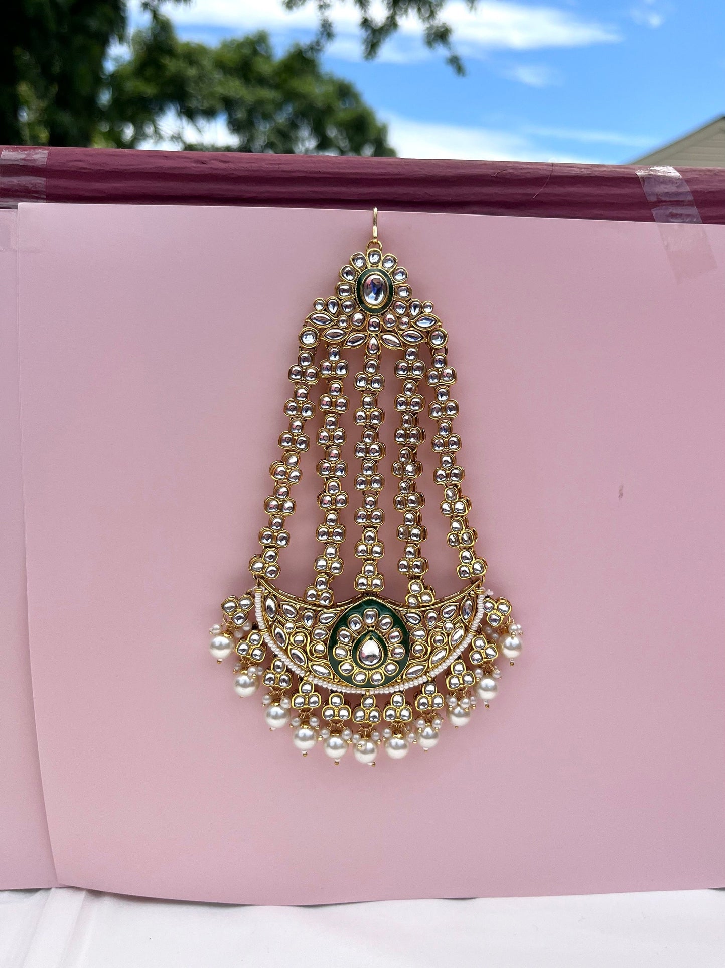 Tikka| head accessories | side tikka| Pakistani jewelry | Indian jewelry head wear| tikka headpiece| Punjabi tikka| Indian headwear jhoomer