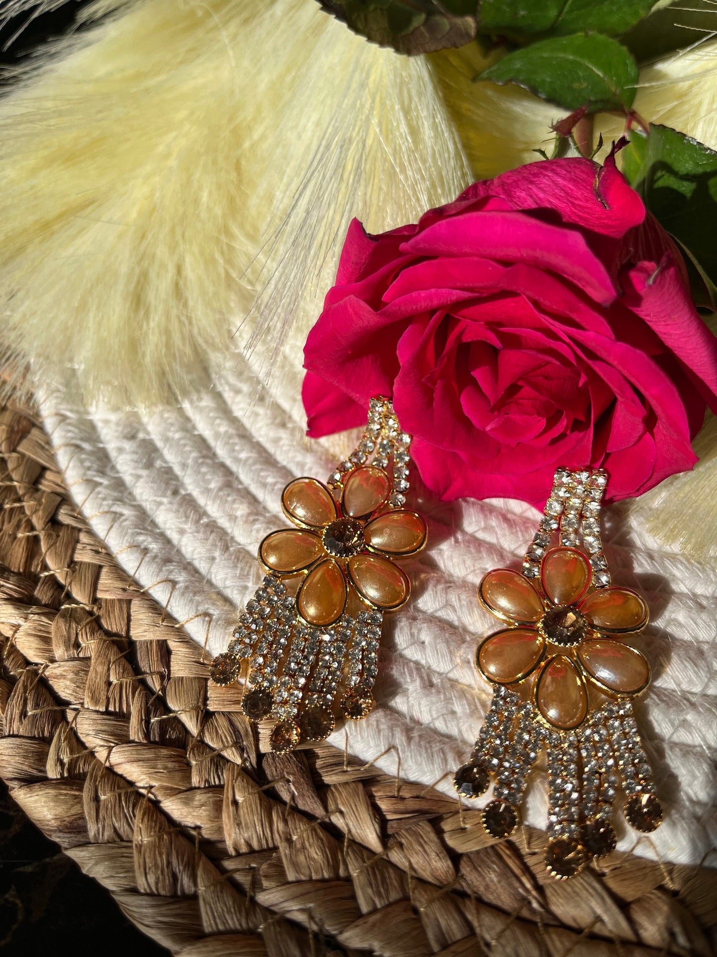 Flower Earrings, Pale Pink Earrings, Boho Jewelry, Simple Vintage Earrings