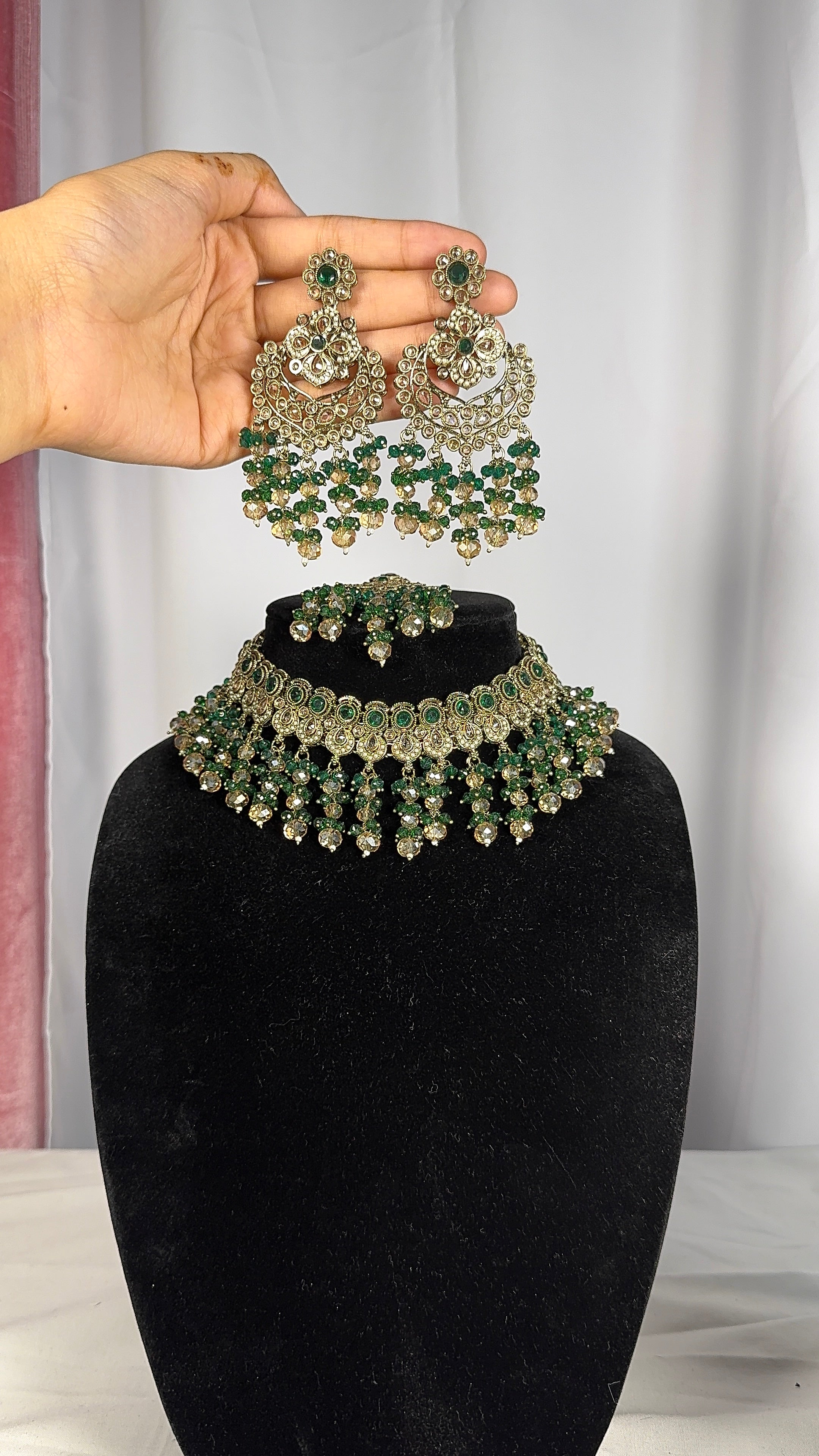 Sitara Necklace Set-Green