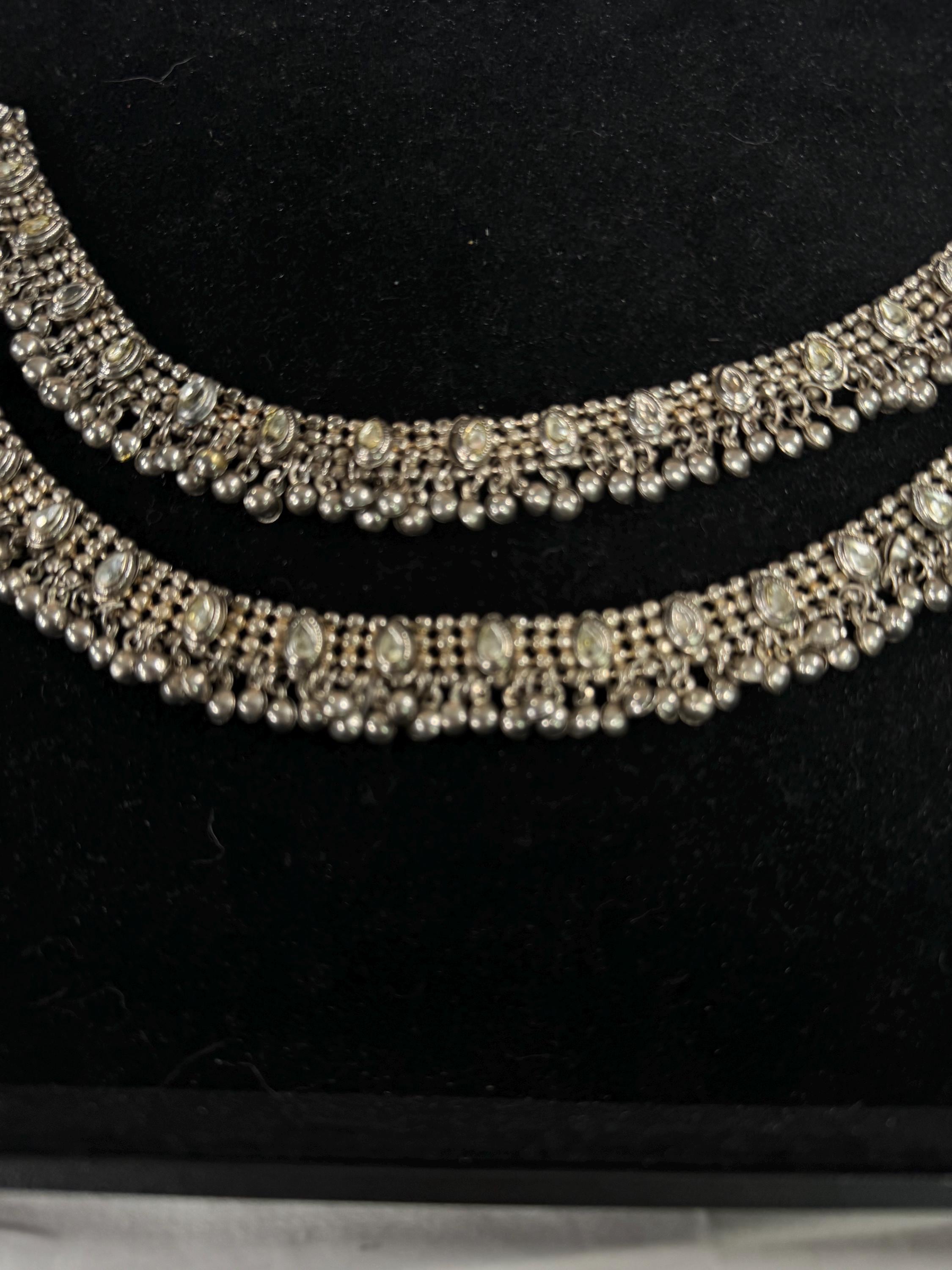 Anklets/Payal/ Indian Jewelry/ Silver Payal/ Panjeb/ Pakistani Jewelry/ Bollywood Jewelry/ Statement Jewelry/ Silver Anklet