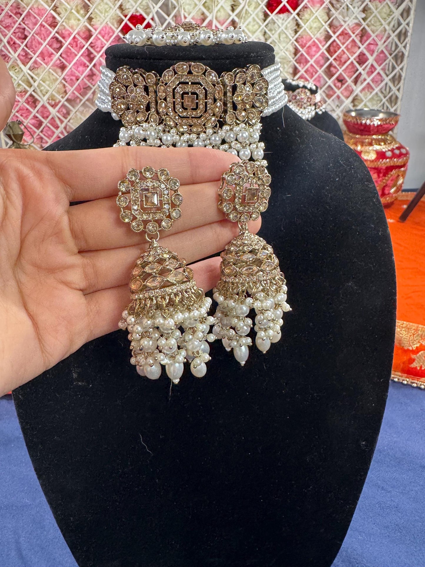 Indian jewlery set/Necklace Set/  Choker/ Bollywood Jewelry/ Indian jewelry/ Pakistani necklace/ punjabi necklace/bridal/