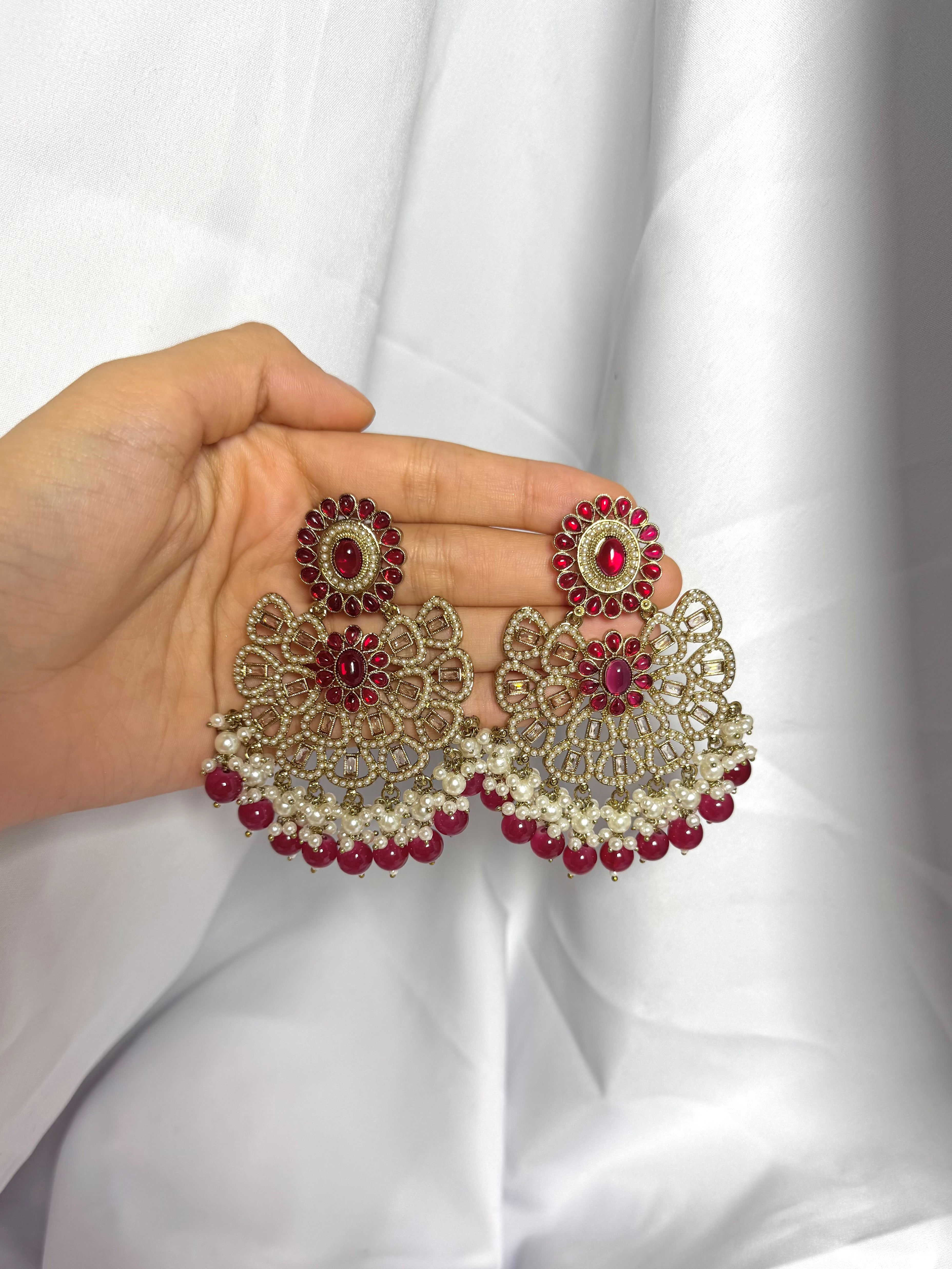 Samaira Earrings-Ruby Pink
