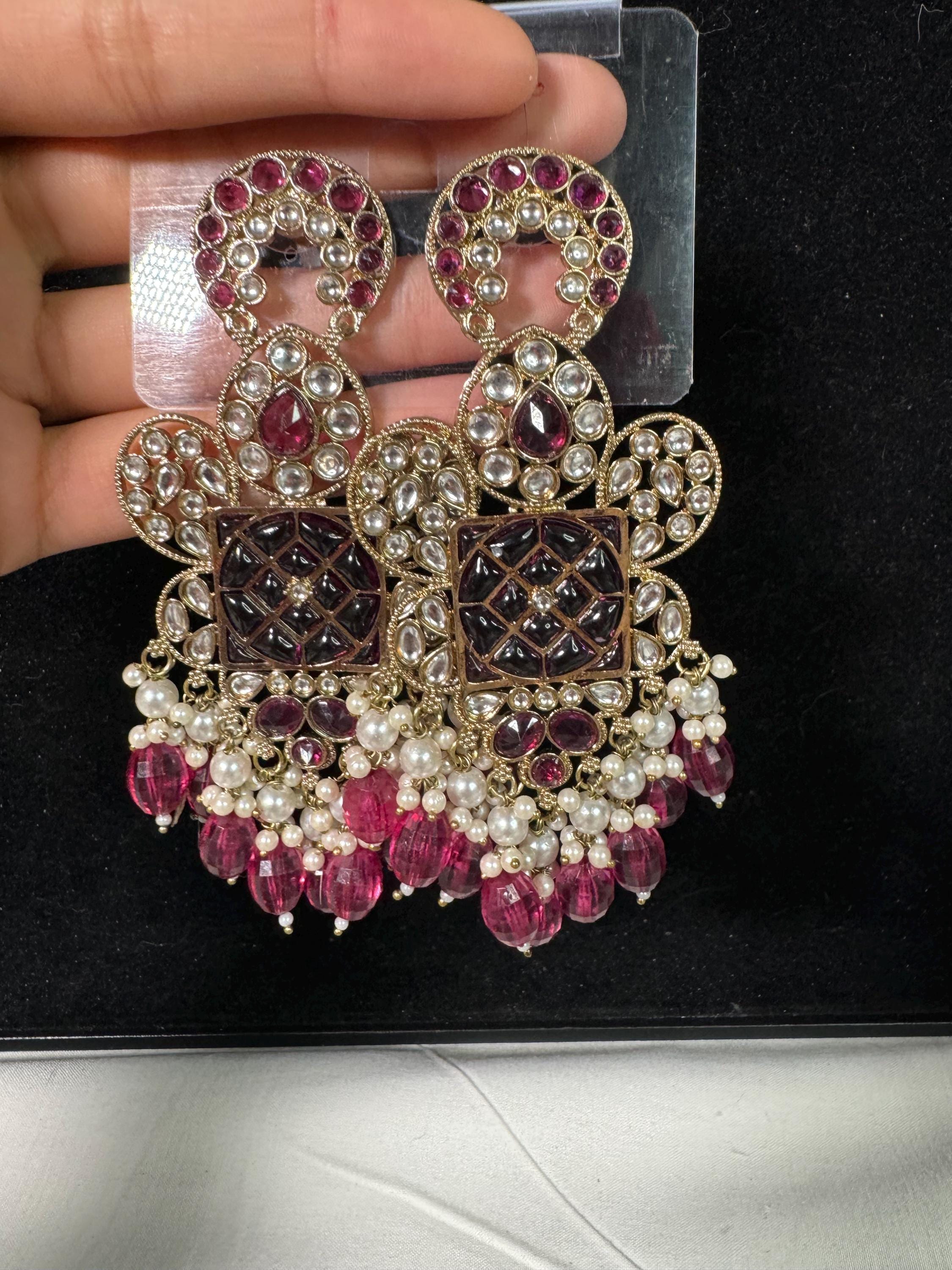 Bollywood Style Jhumka Earrings, Indian Gold Plated Hoop Earrings, Statement Ethnic Jewelry, Festive Earrings, Women's Accessories