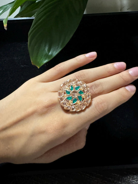 Bollywood Style Ring , Indian Gold Plated ring, Statement Ethnic Jewelry, Festive rings , Women's Accessories, Adjustable Ring, desi ring,