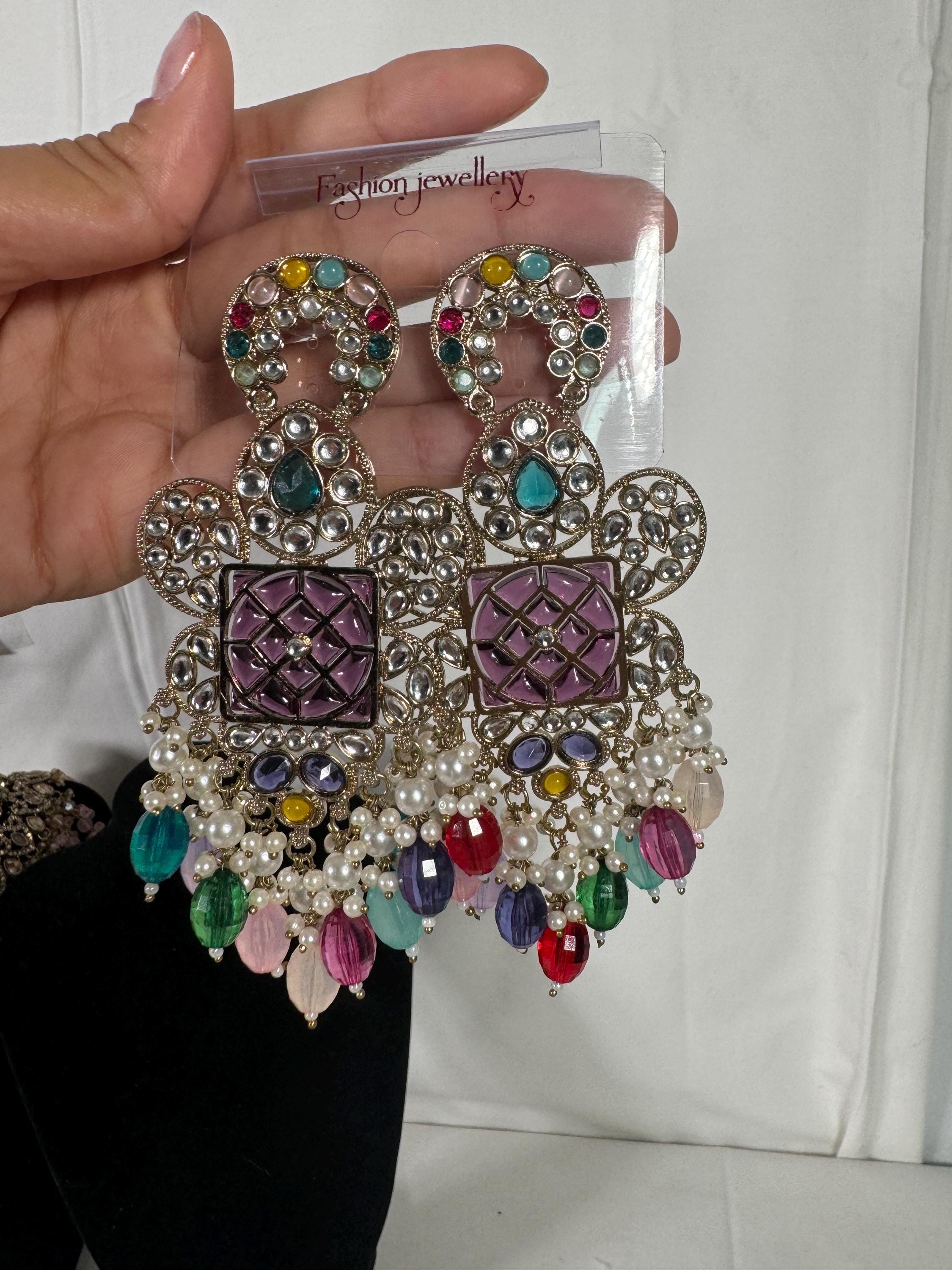 Bollywood Style Jhumka Earrings, Indian Gold Plated Hoop Earrings, Statement Ethnic Jewelry, Festive Earrings, Women's Accessories