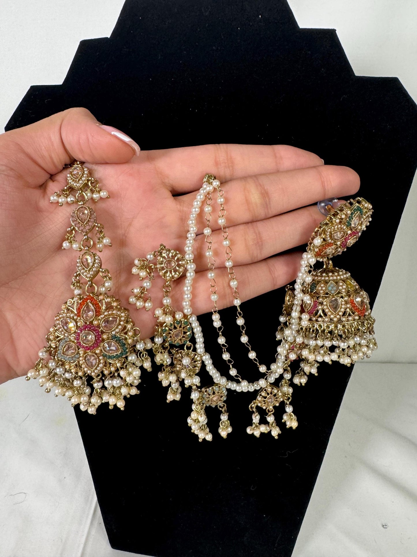 Kundan Indian Jhumka Earrings, Pearl Beaded Ethnic Earrings, Traditional Dangle Earrings, Wedding Jewelry, Bridal Accessories