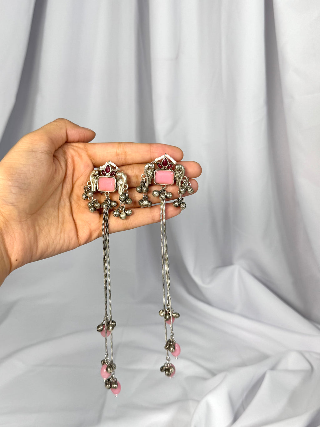 Marish Kashmiri Earrings-Pink