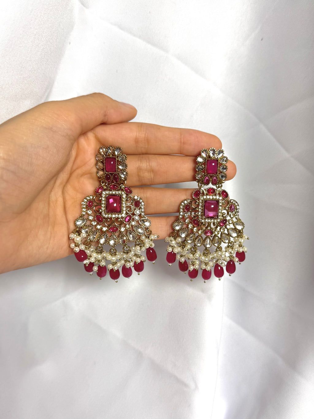Zeenat Earring-Ruby Pink