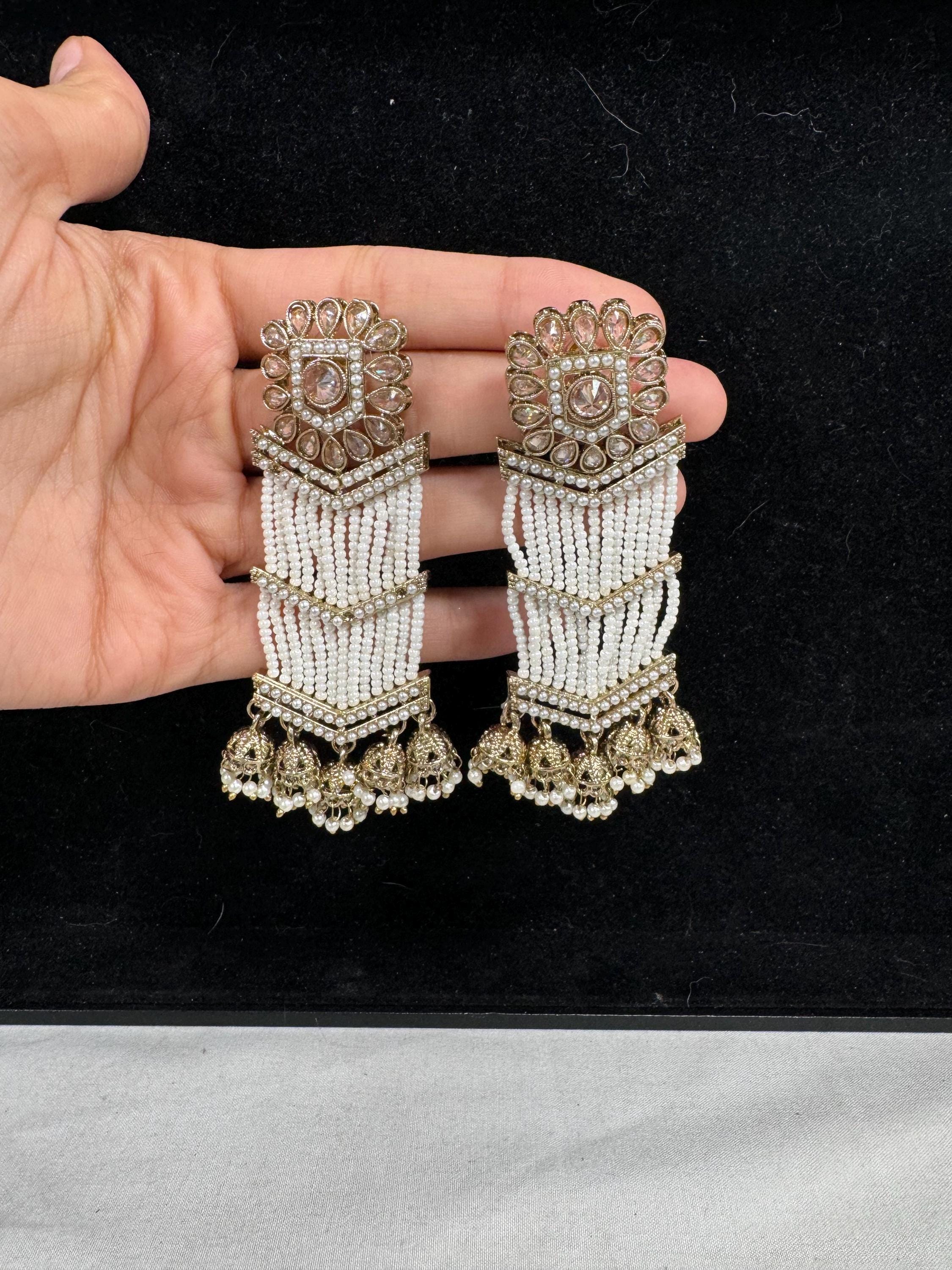 Bollywood Style Jhumka Earrings, Indian Gold Plated Hoop Earrings, Statement Ethnic Jewelry, Festive Earrings, Women's Accessories