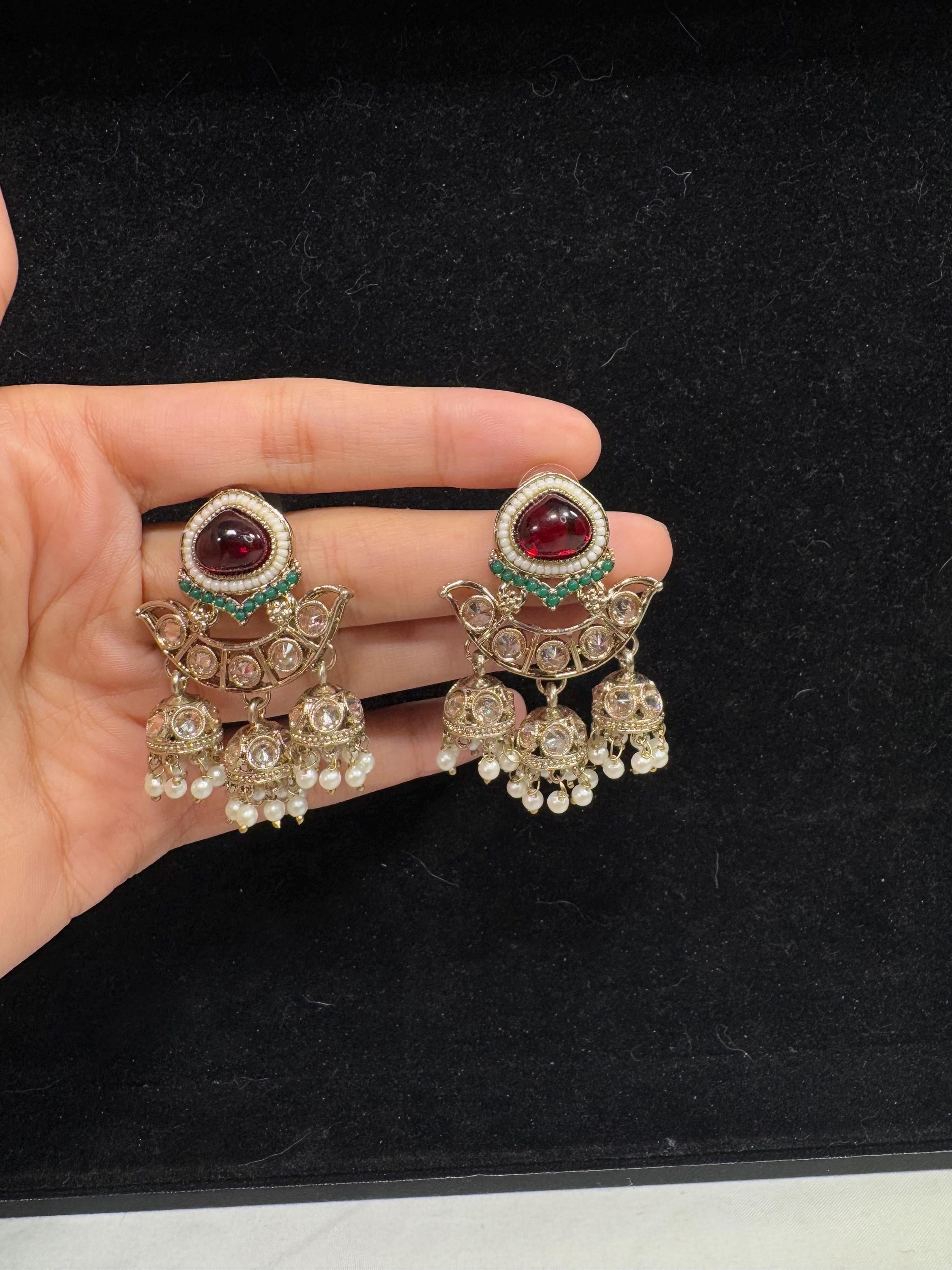 Bollywood Style Jhumka Earrings, Indian Gold Plated Hoop Earrings, Statement Ethnic Jewelry, Festive Earrings, Women's Accessories