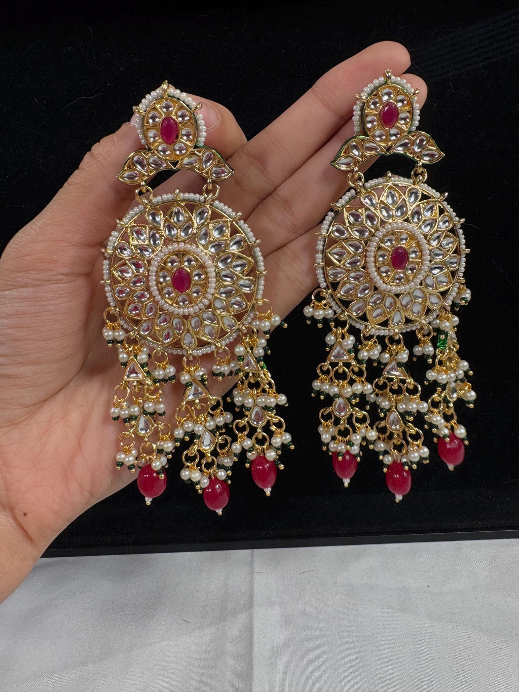 Bollywood Style Jhumka Earrings, Indian Gold Plated Hoop Earrings, Statement Ethnic Jewelry, Festive Earrings, Women's Accessories