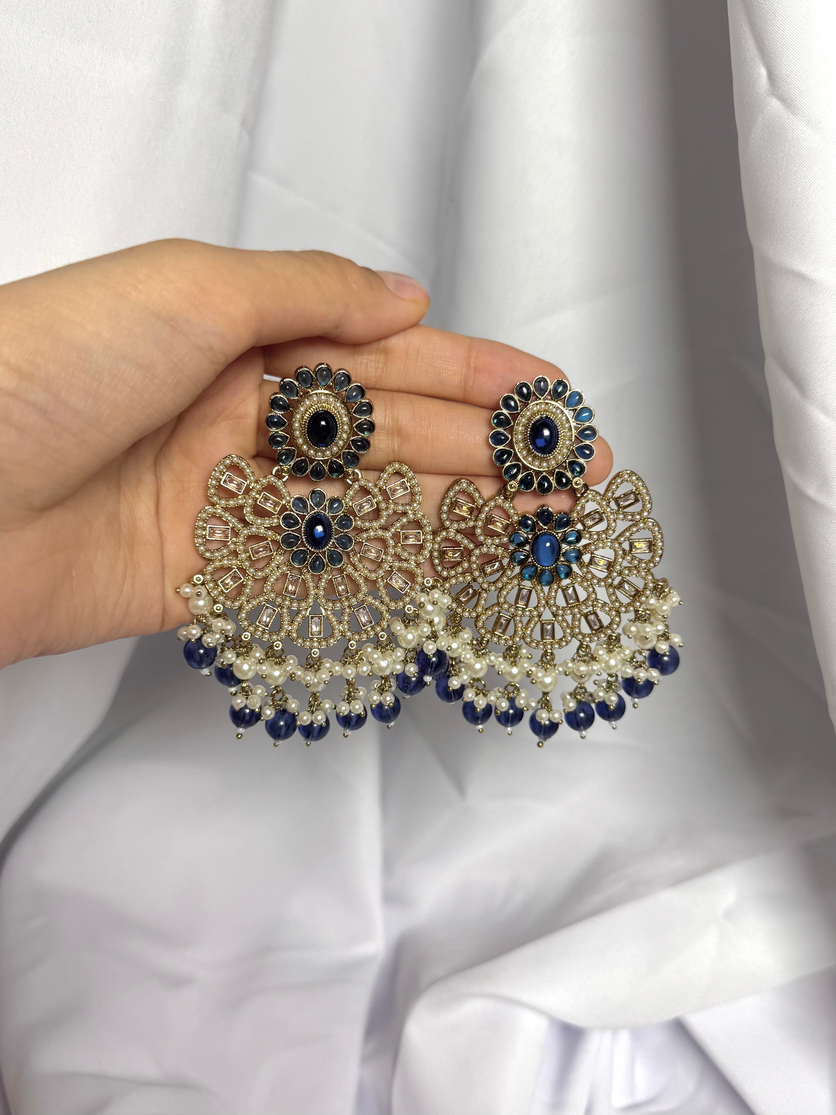 Samaira Earrings-Navy Blue