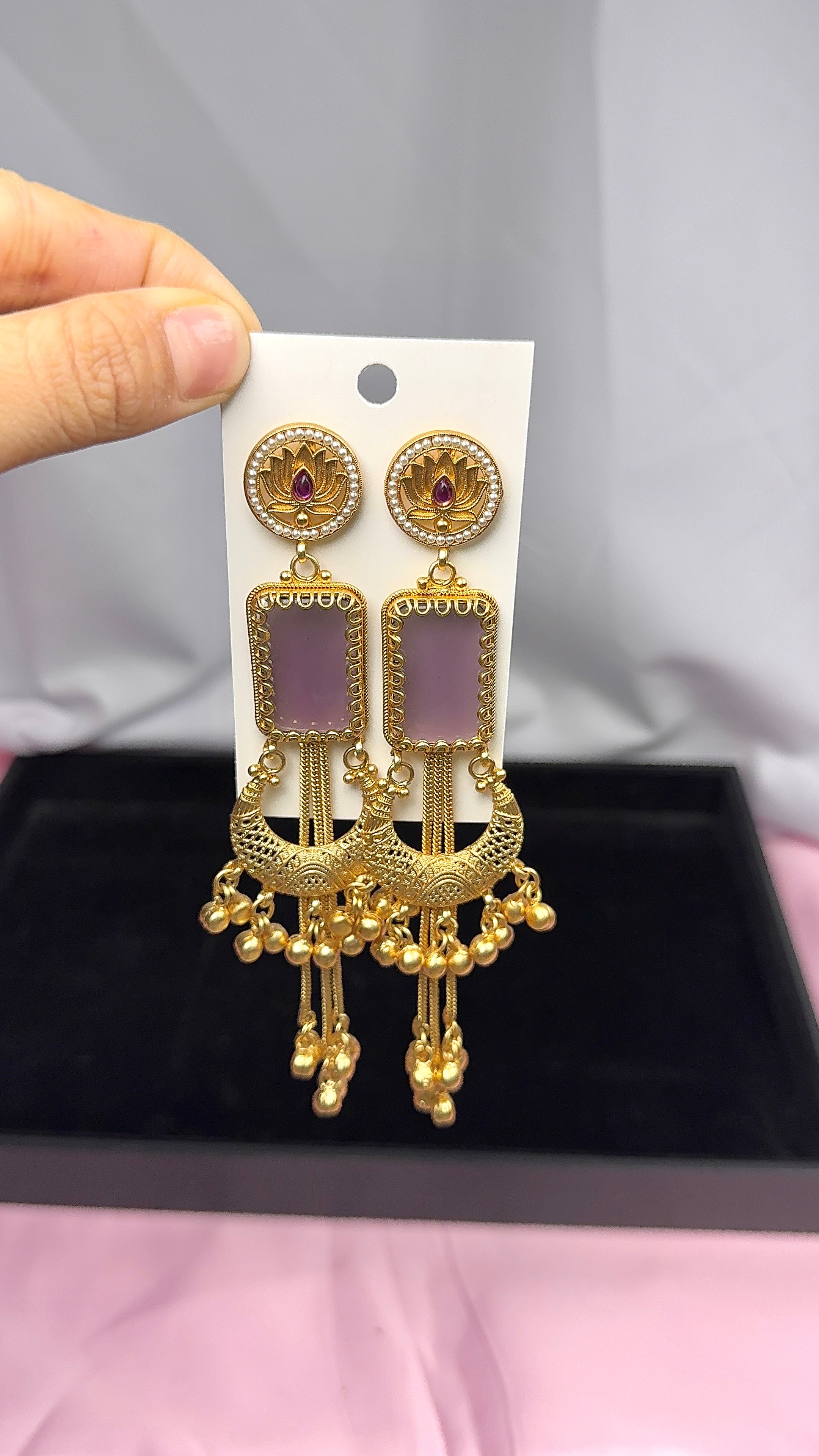 Rafia Kahmiri Earring-Purple