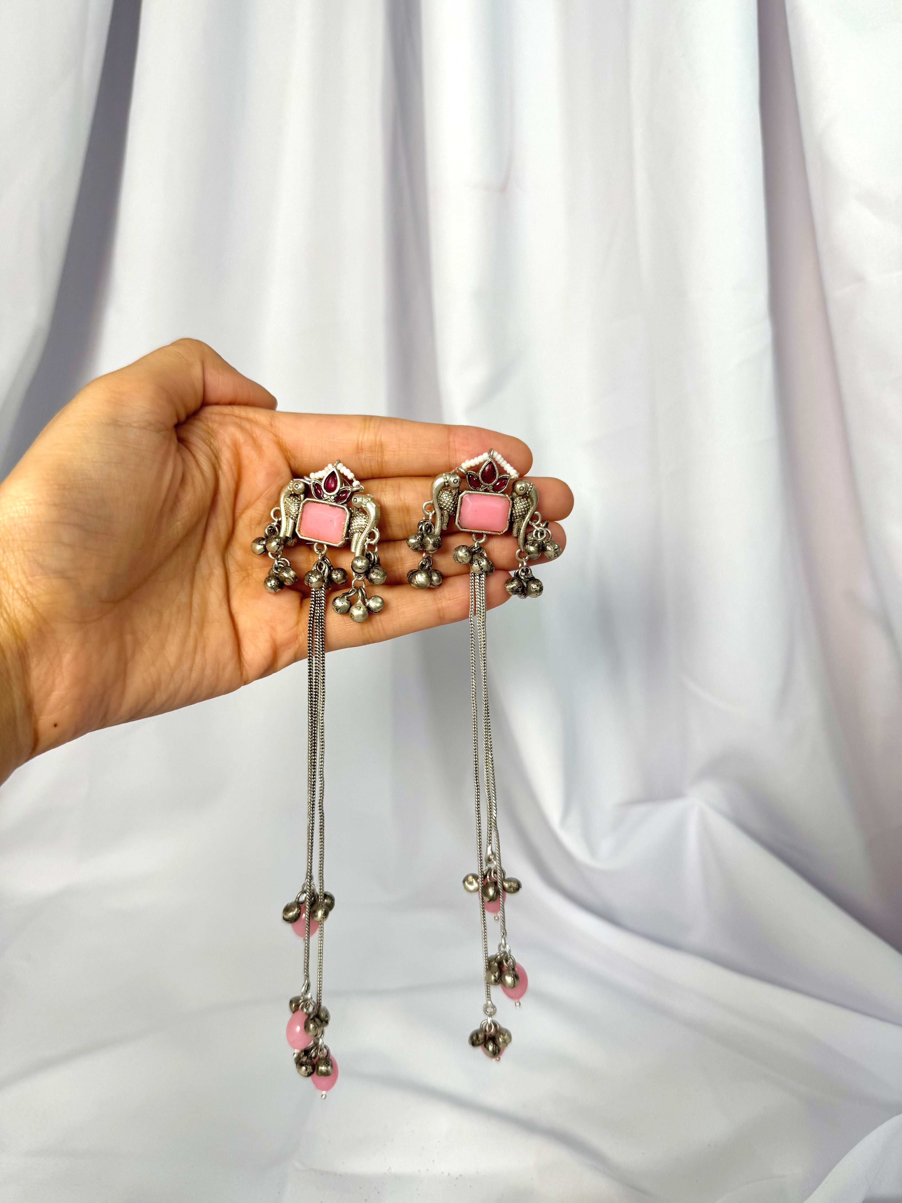 Marish Kashmiri Earrings-Pink