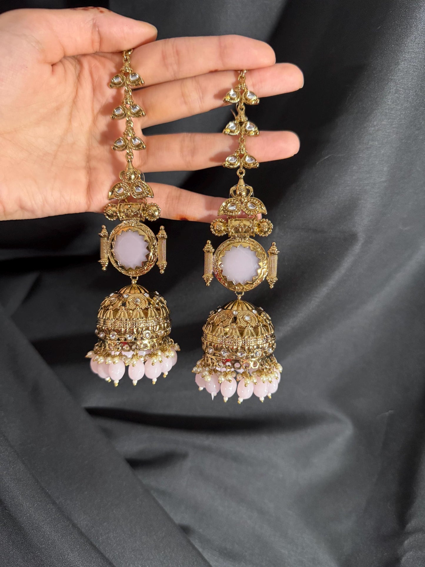 Bollywood Style Jhumka Earrings, Indian Gold Plated Hoop Earrings, Statement Ethnic Jewelry, Festive Earrings, Women's Accessories