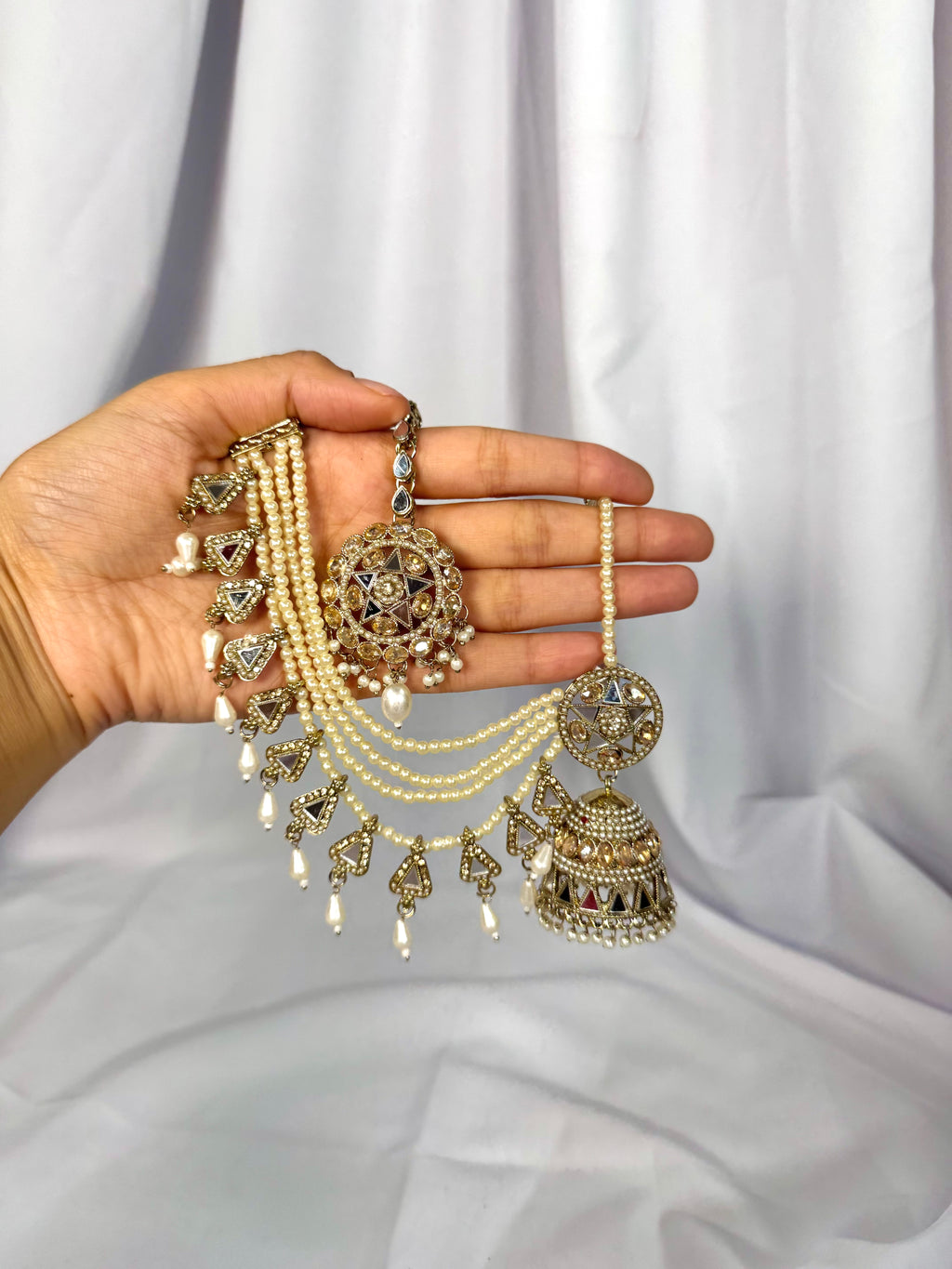 Hajwa Bahubali Earring Tikka Set