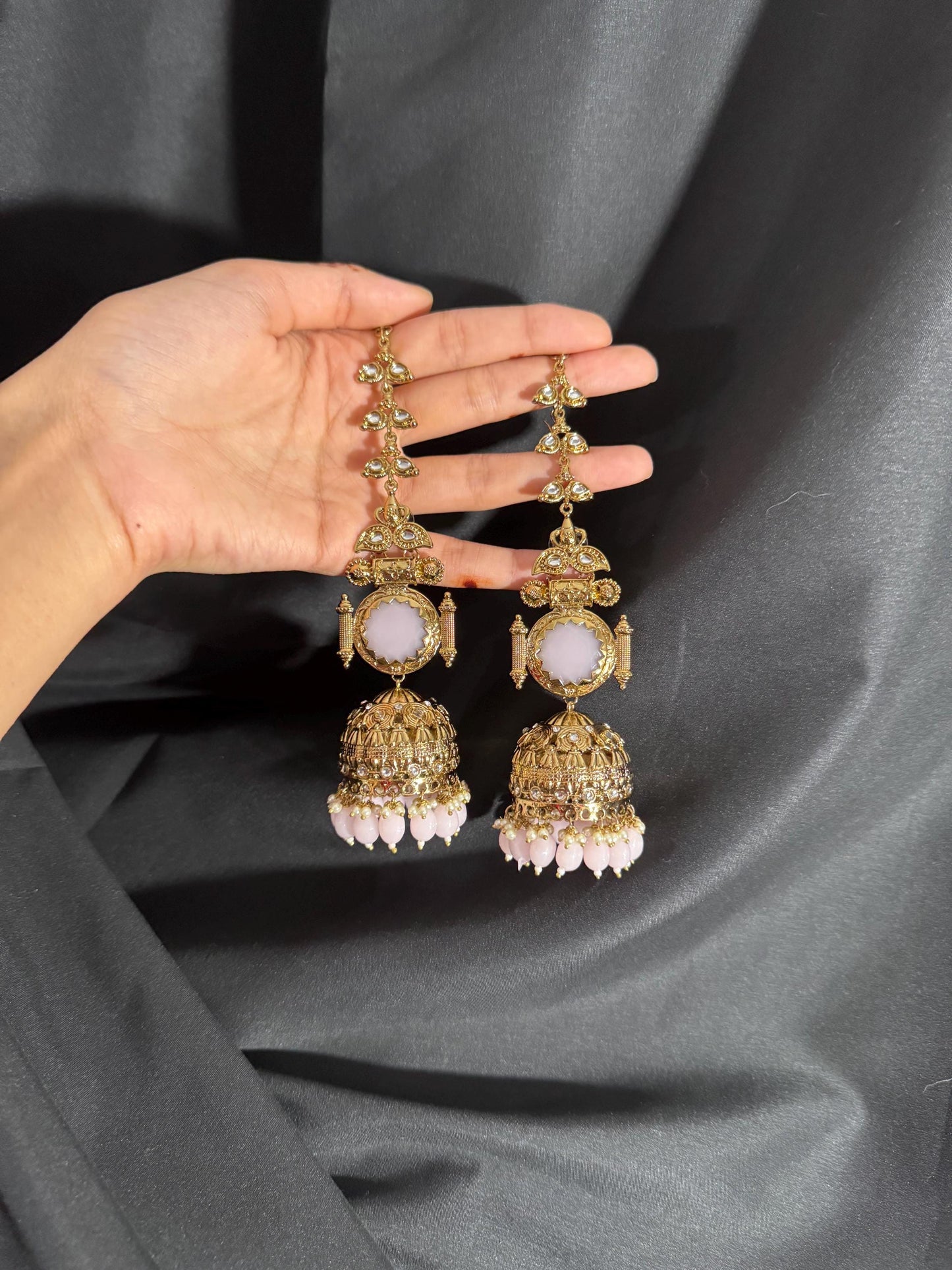 Bollywood Style Jhumka Earrings, Indian Gold Plated Hoop Earrings, Statement Ethnic Jewelry, Festive Earrings, Women's Accessories
