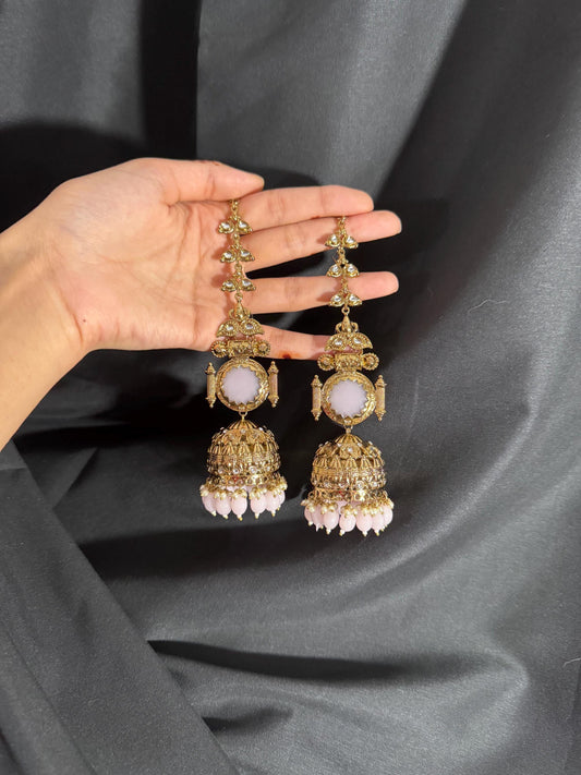 Bollywood Style Jhumka Earrings, Indian Gold Plated Hoop Earrings, Statement Ethnic Jewelry, Festive Earrings, Women's Accessories