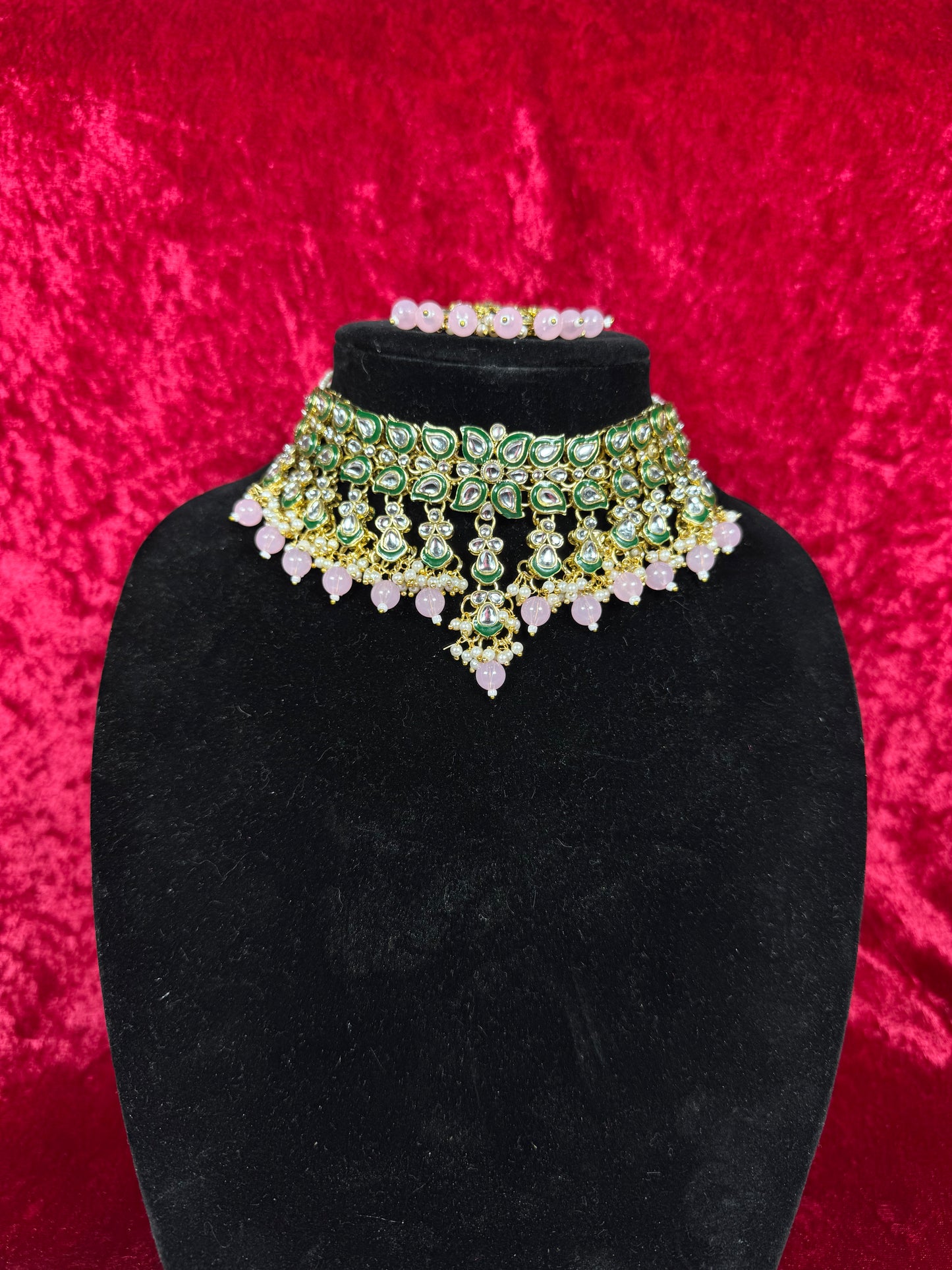 Pink Kundan Set