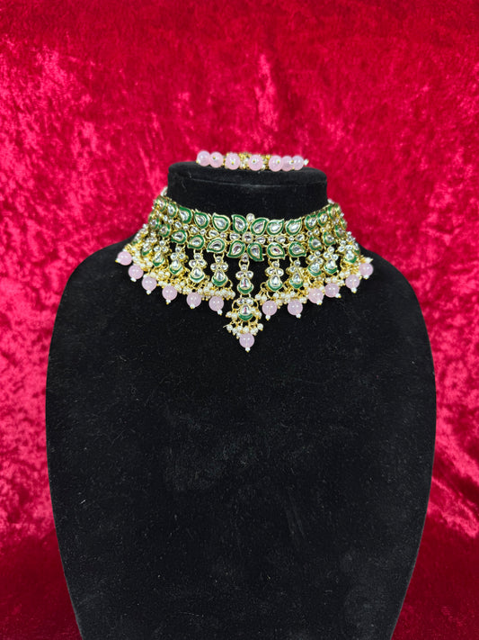 Pink Kundan Set
