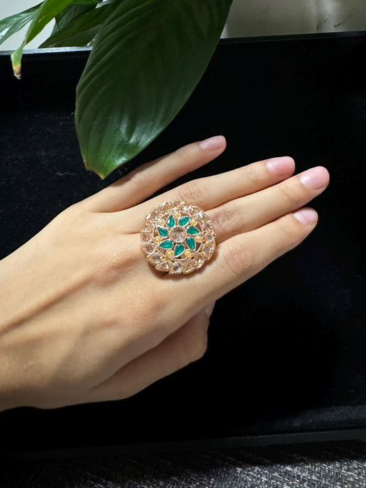 Bollywood Style Ring , Indian Gold Plated ring, Statement Ethnic Jewelry, Festive rings , Women's Accessories, Adjustable Ring, desi ring,
