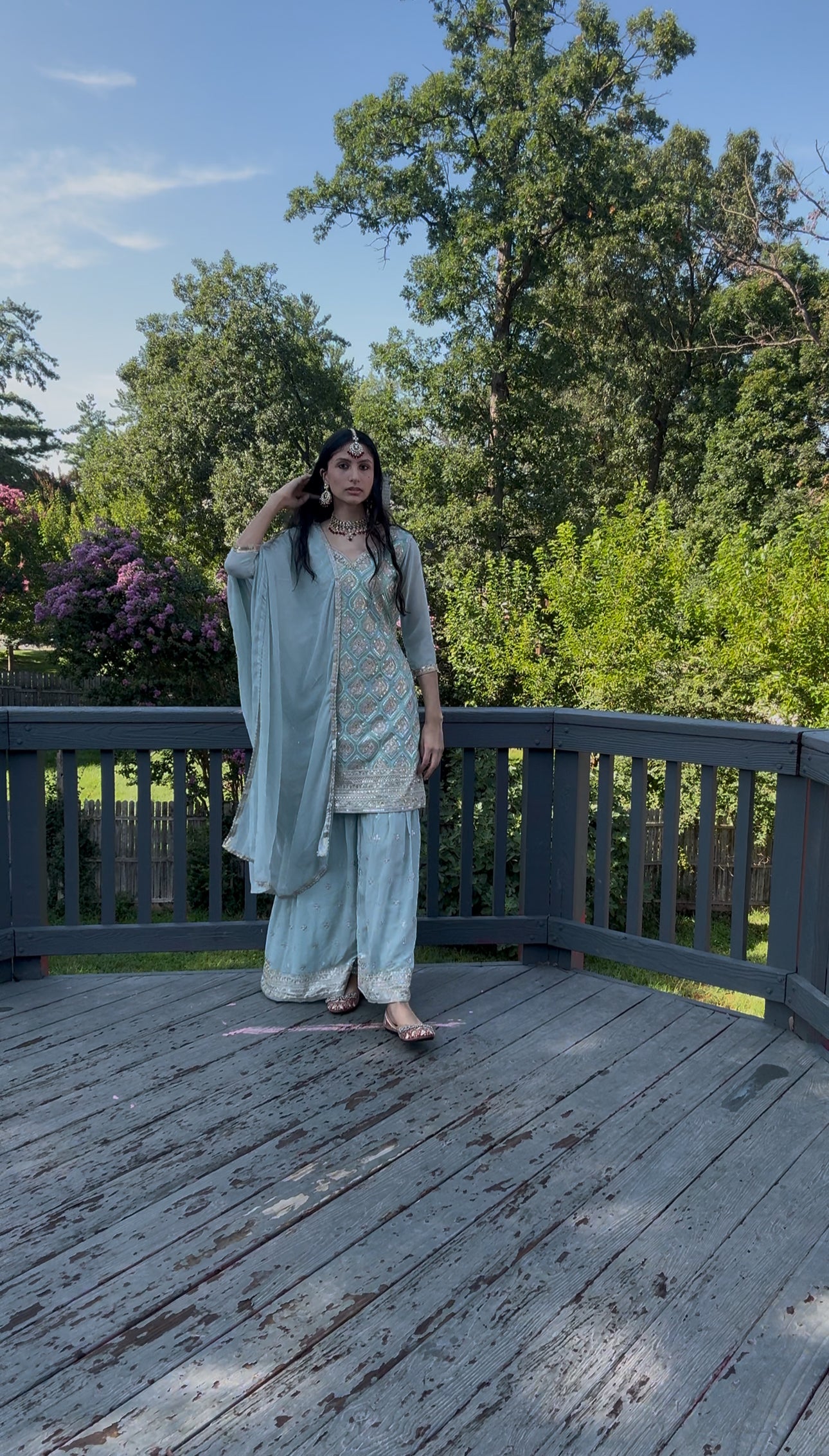 Sky blue Sharara suit