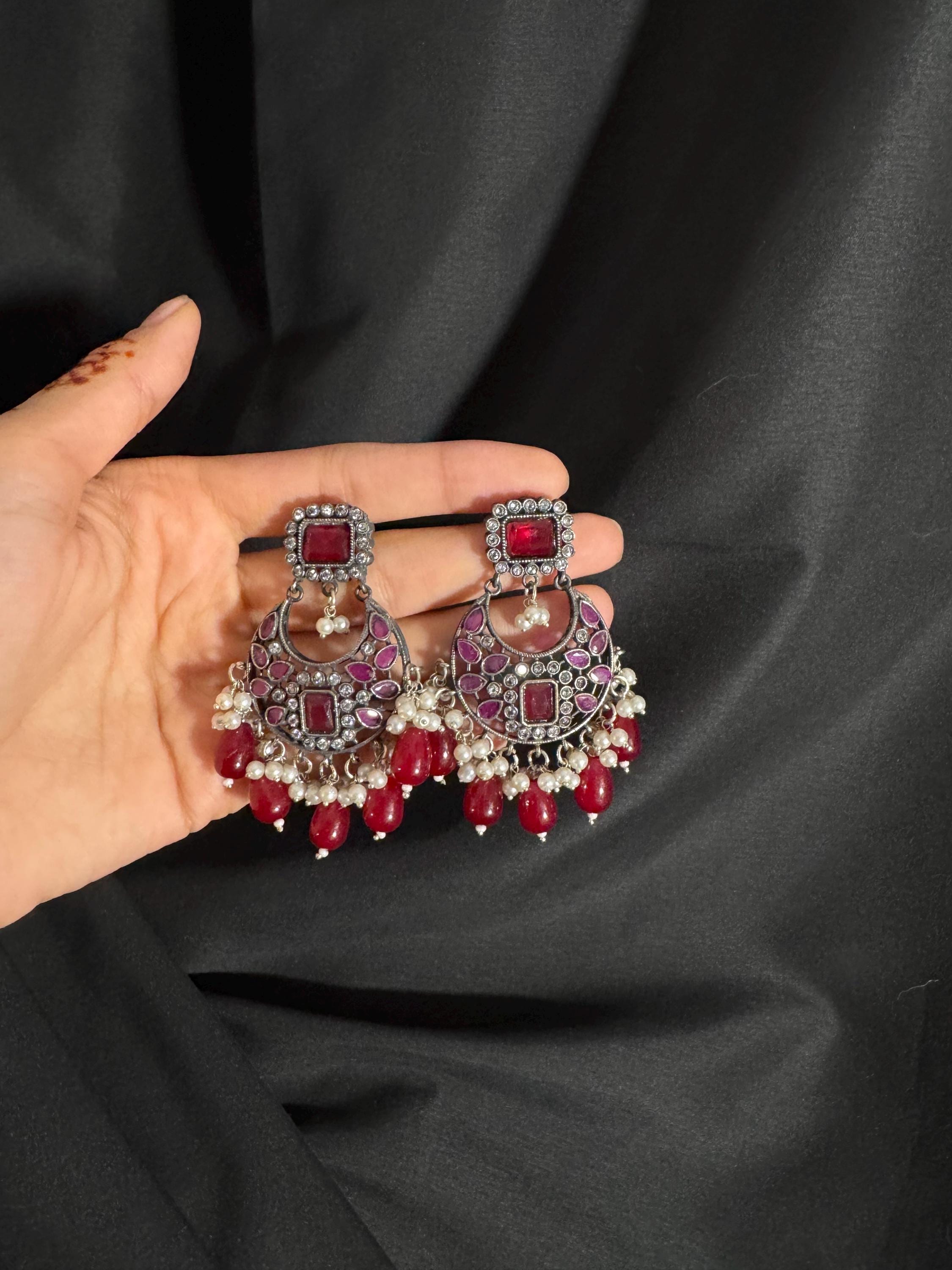 Bollywood Style Jhumka Earrings, Indian Gold Plated Hoop Earrings, Statement Ethnic Jewelry, Festive Earrings, Women's Accessories