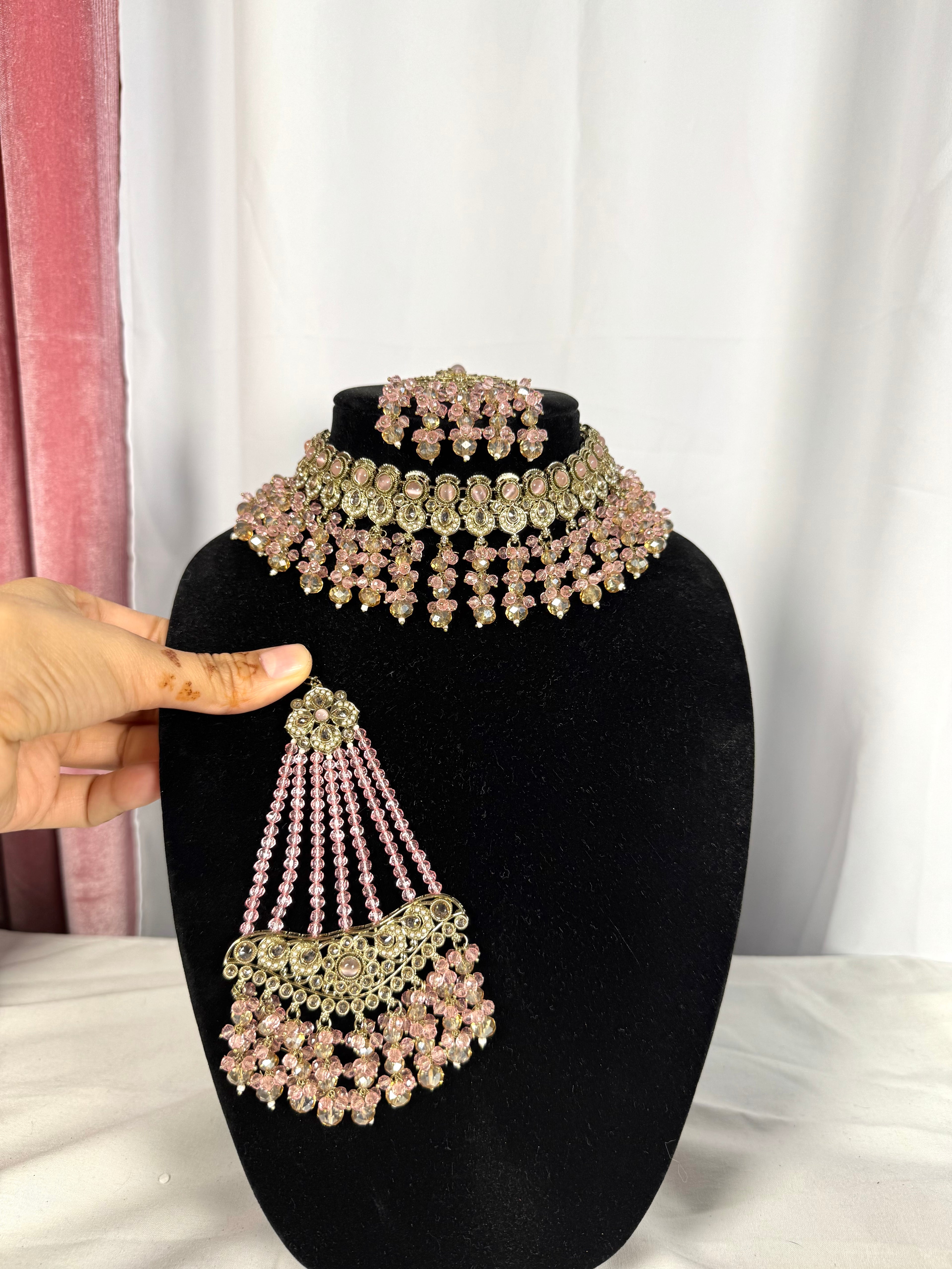 Sitara Necklace Set-Pink