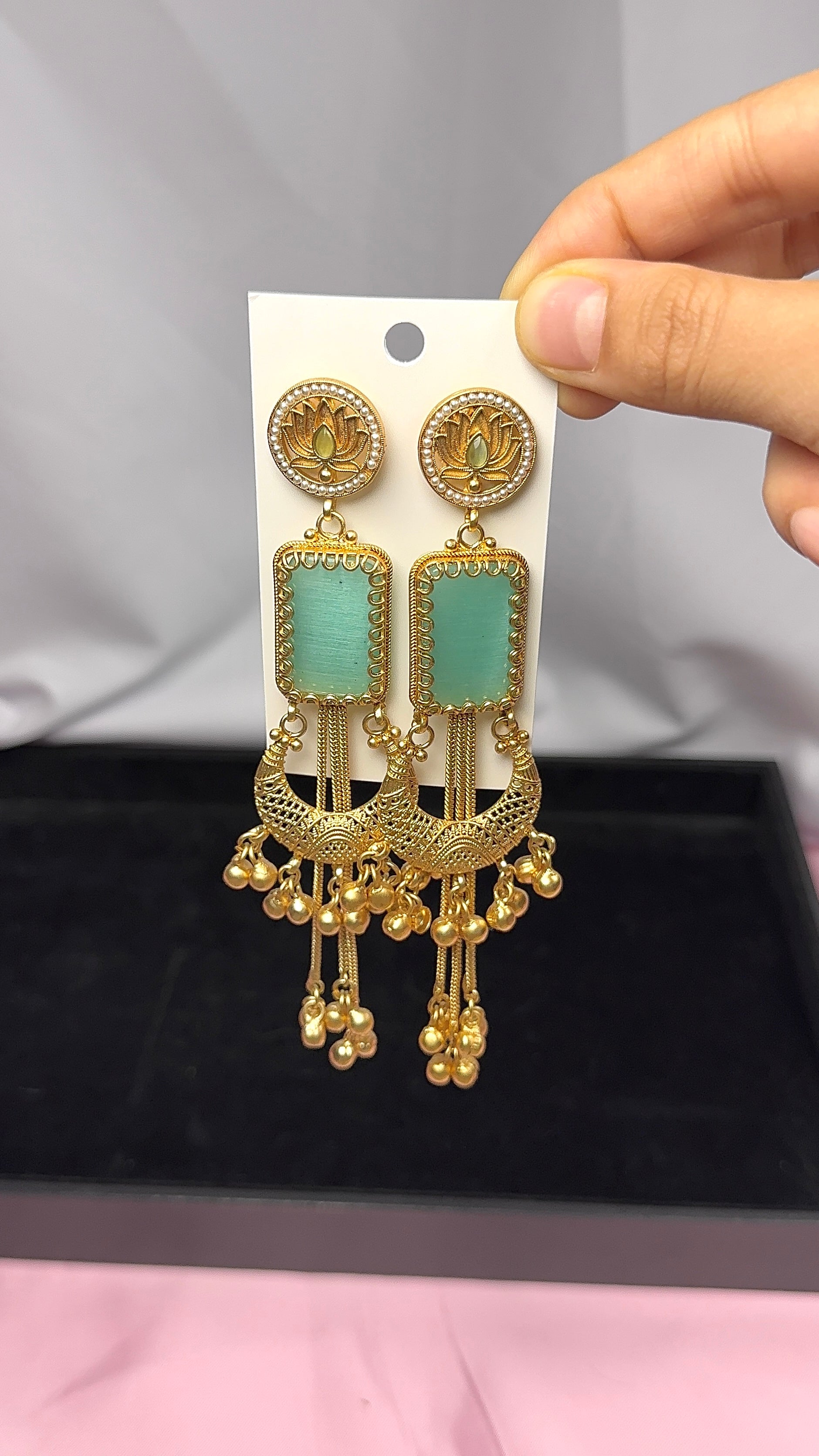 Rafia Kahmiri Earring-Teal