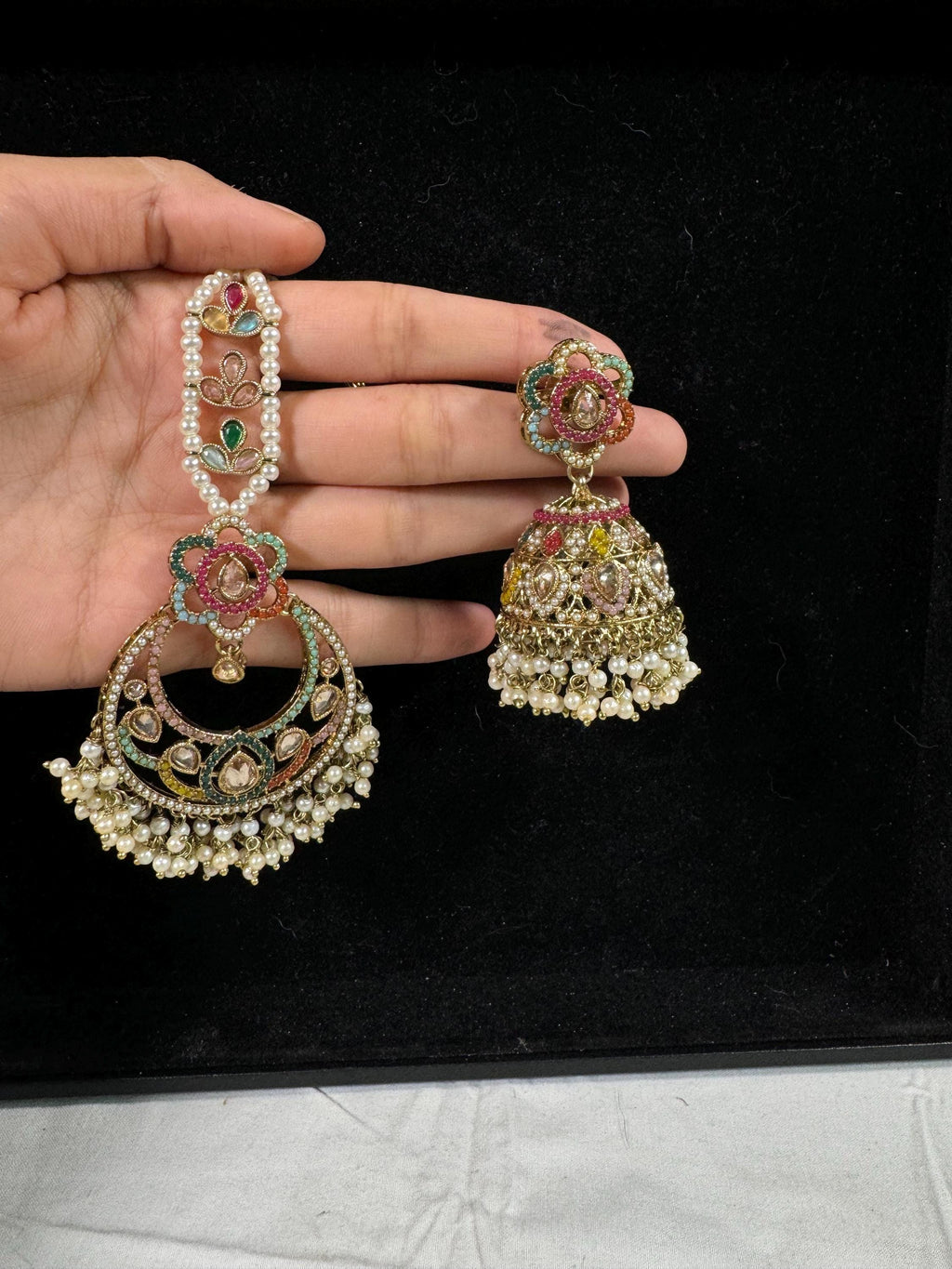 Bollywood Style Jhumka Earrings, Indian Gold Plated Hoop Earrings, Statement Ethnic Jewelry, Festive Earrings, Women's Accessories