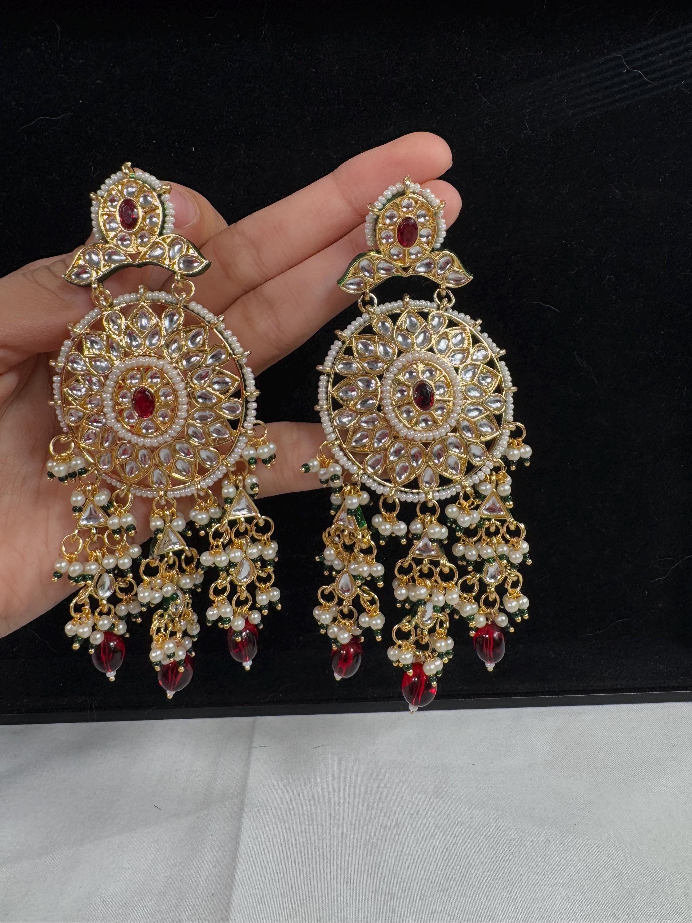 Bollywood Style Jhumka Earrings, Indian Gold Plated Hoop Earrings, Statement Ethnic Jewelry, Festive Earrings, Women's Accessories