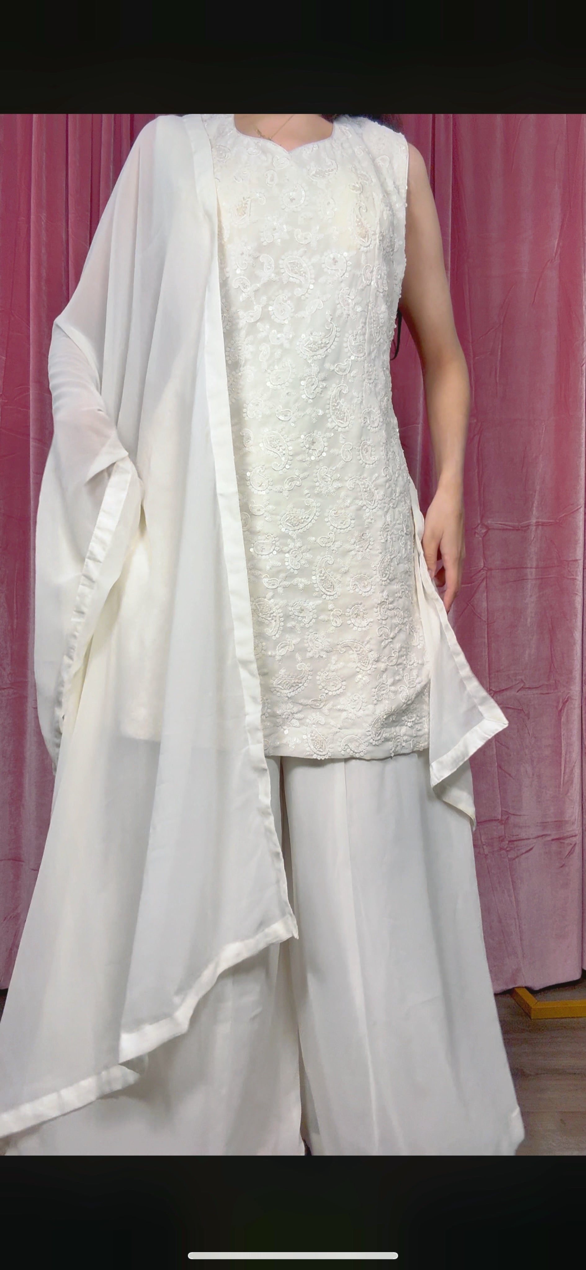 Ivory white palazzo suit