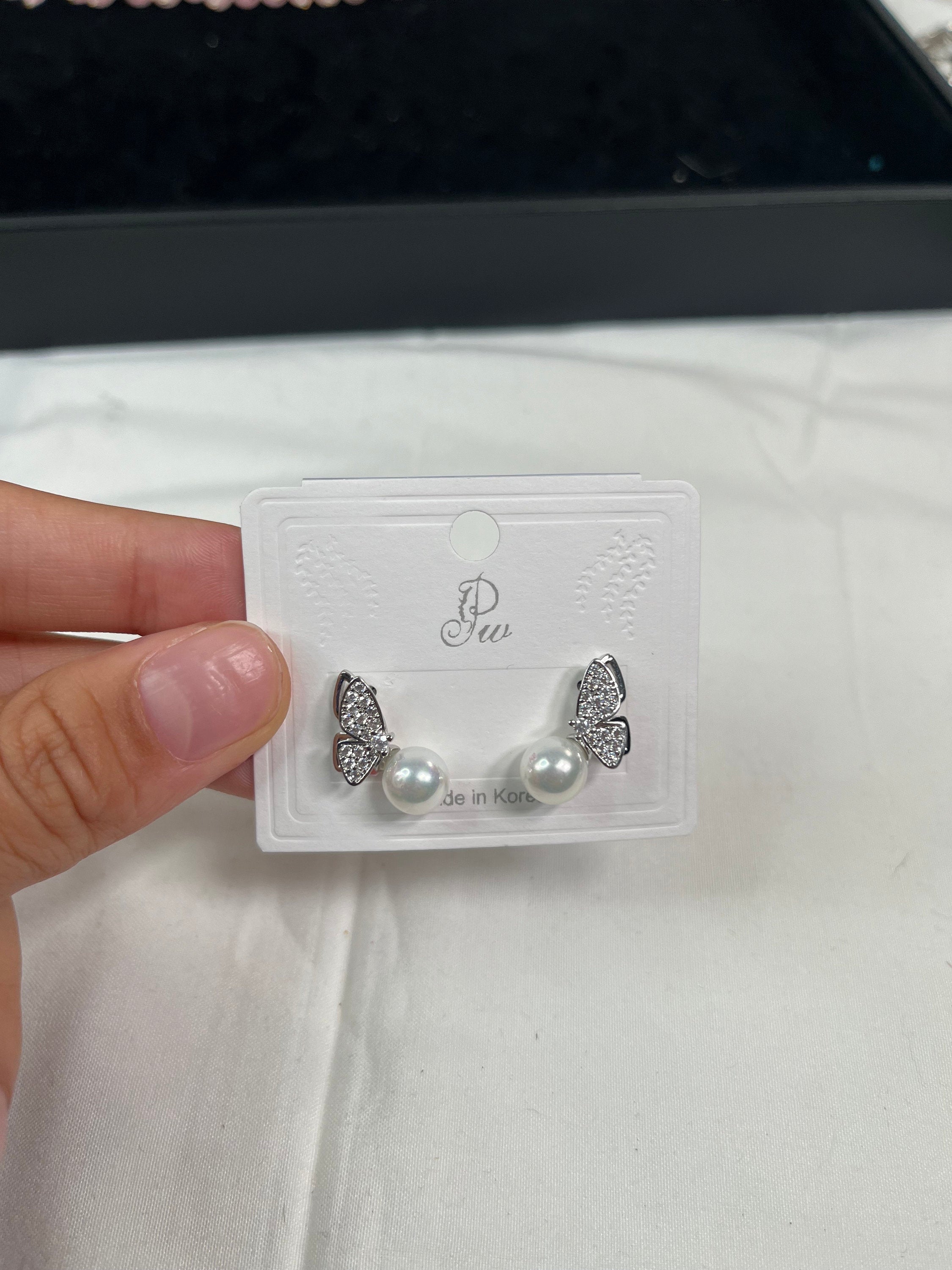 Women’s dainty earrings| minimalist earrings |women’s jewelry|dainty earring studs| pushback earrings|Crystal Clear Stud Earrings, Nursegift