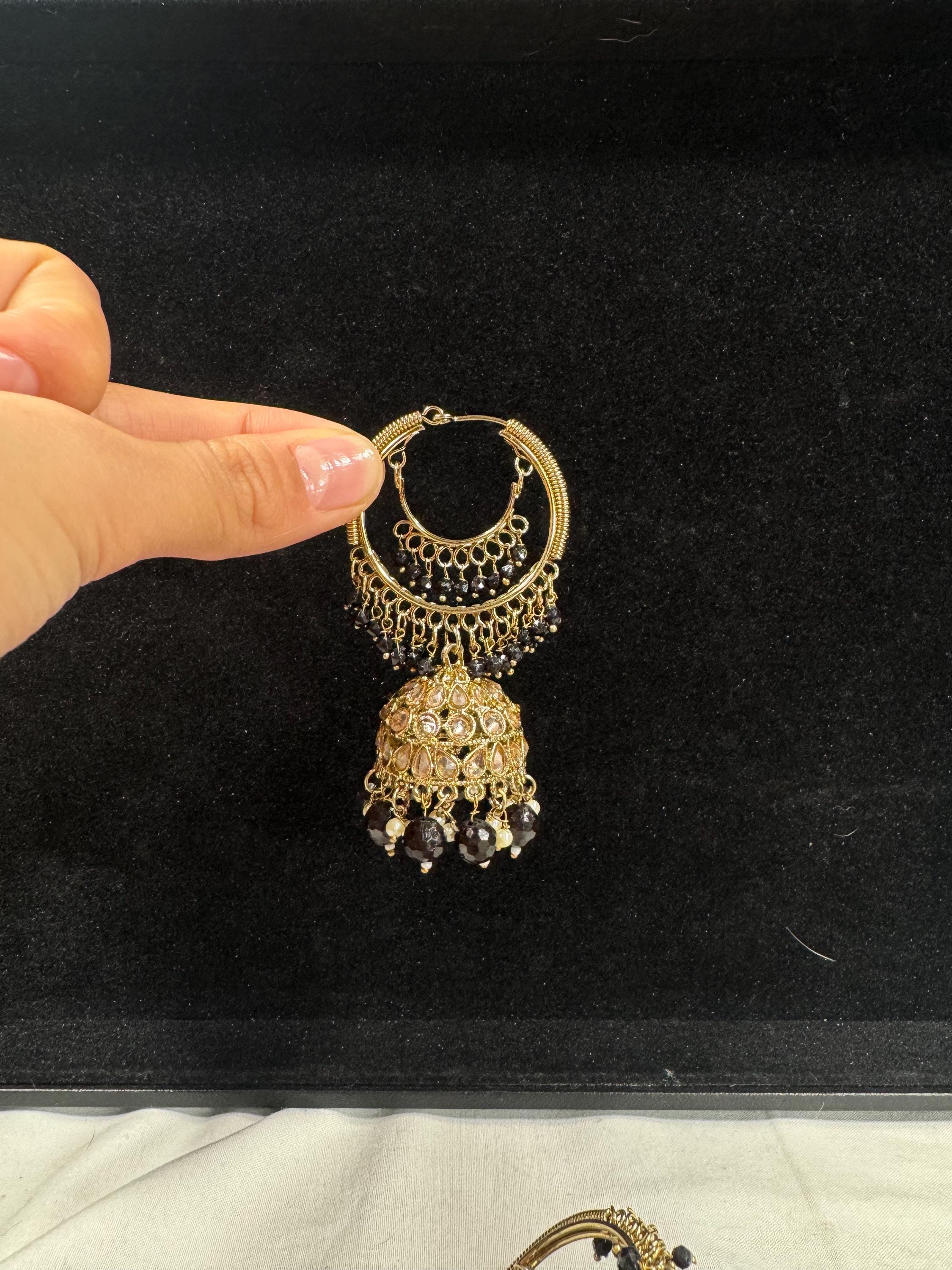 Bollywood Style Jhumka Earrings, Indian Gold Plated Hoop Earrings, Statement Ethnic Jewelry, Festive Earrings, Women's Accessories