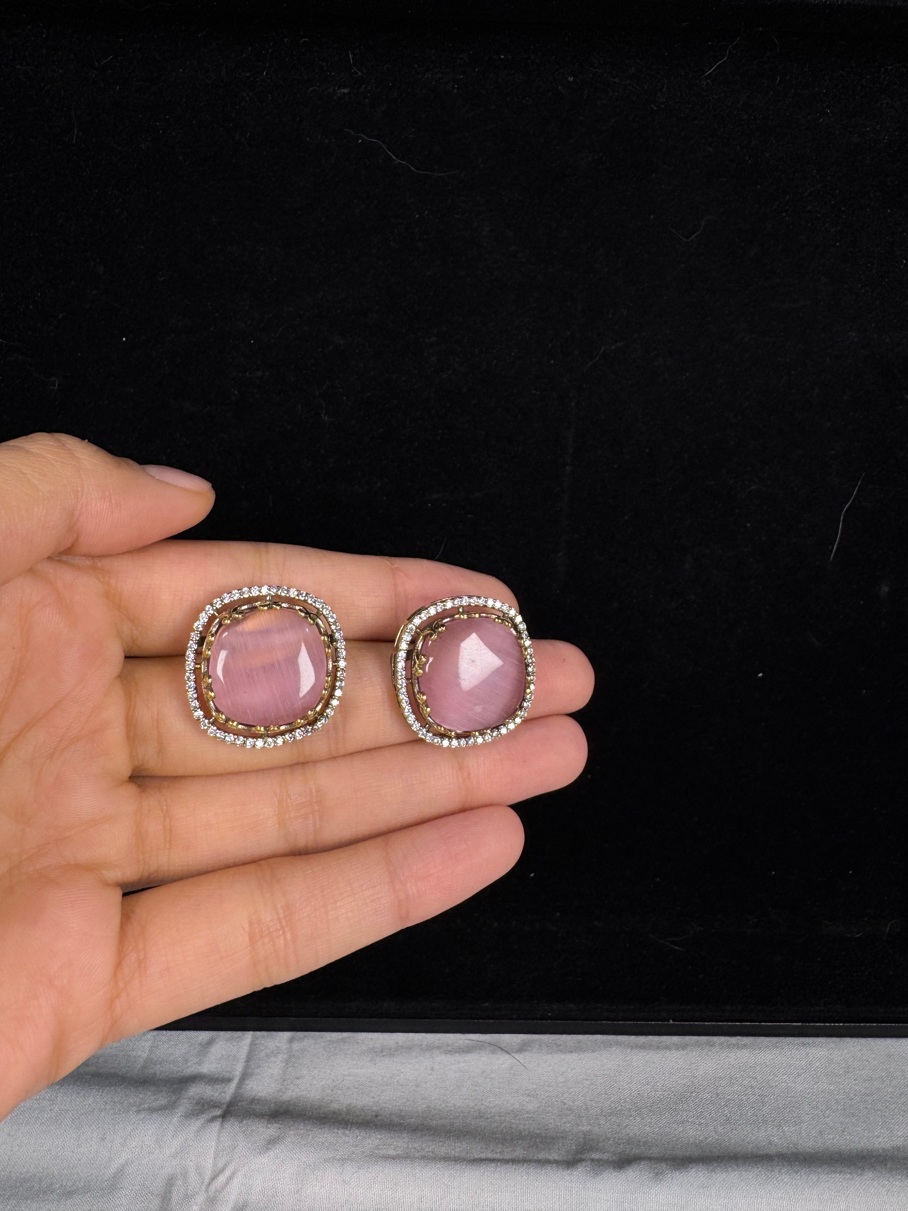 Sia Stud Earrings-Pink
