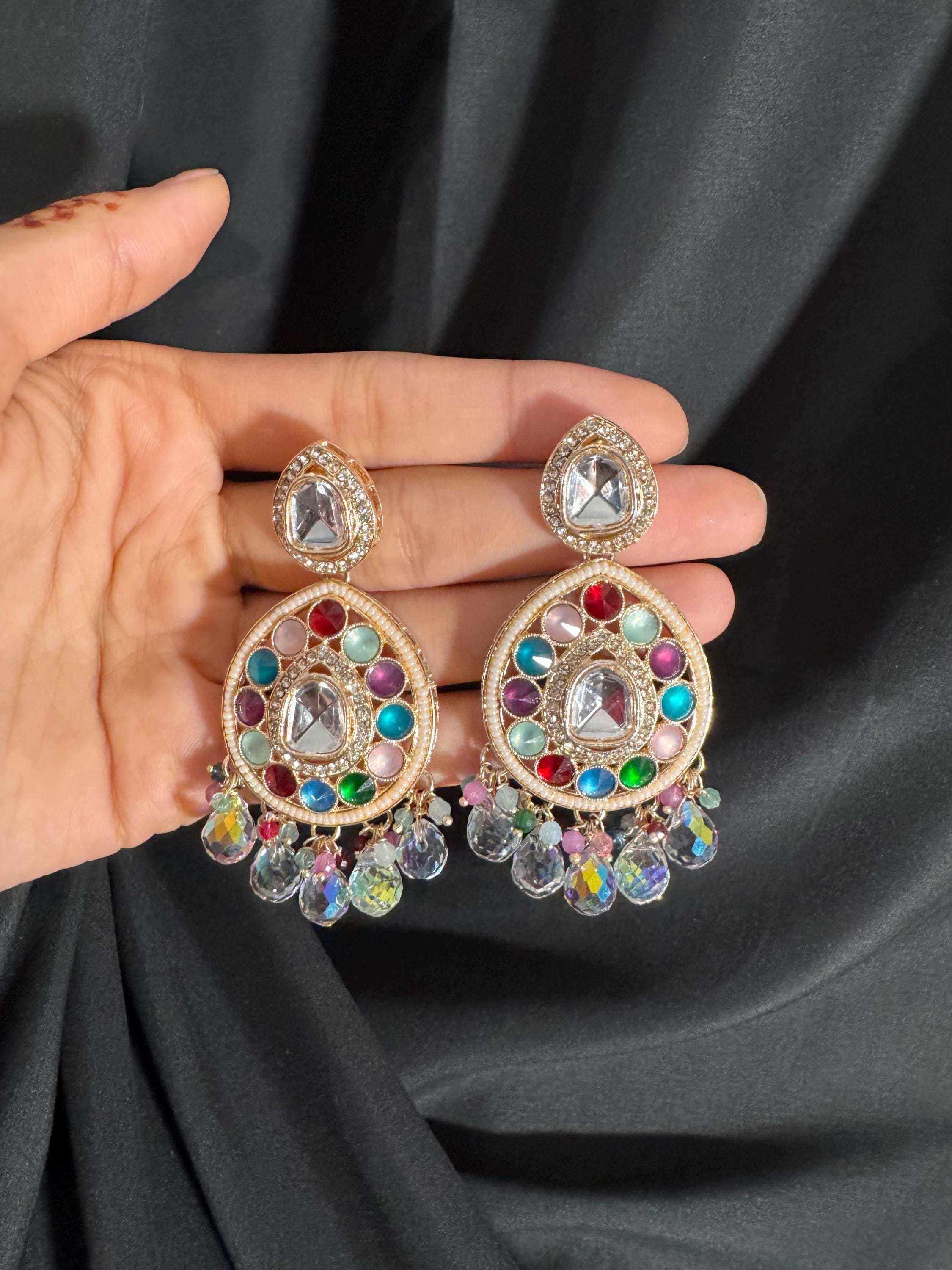 Bollywood Style Jhumka Earrings, Indian Gold Plated Hoop Earrings, Statement Ethnic Jewelry, Festive Earrings, Women's Accessories