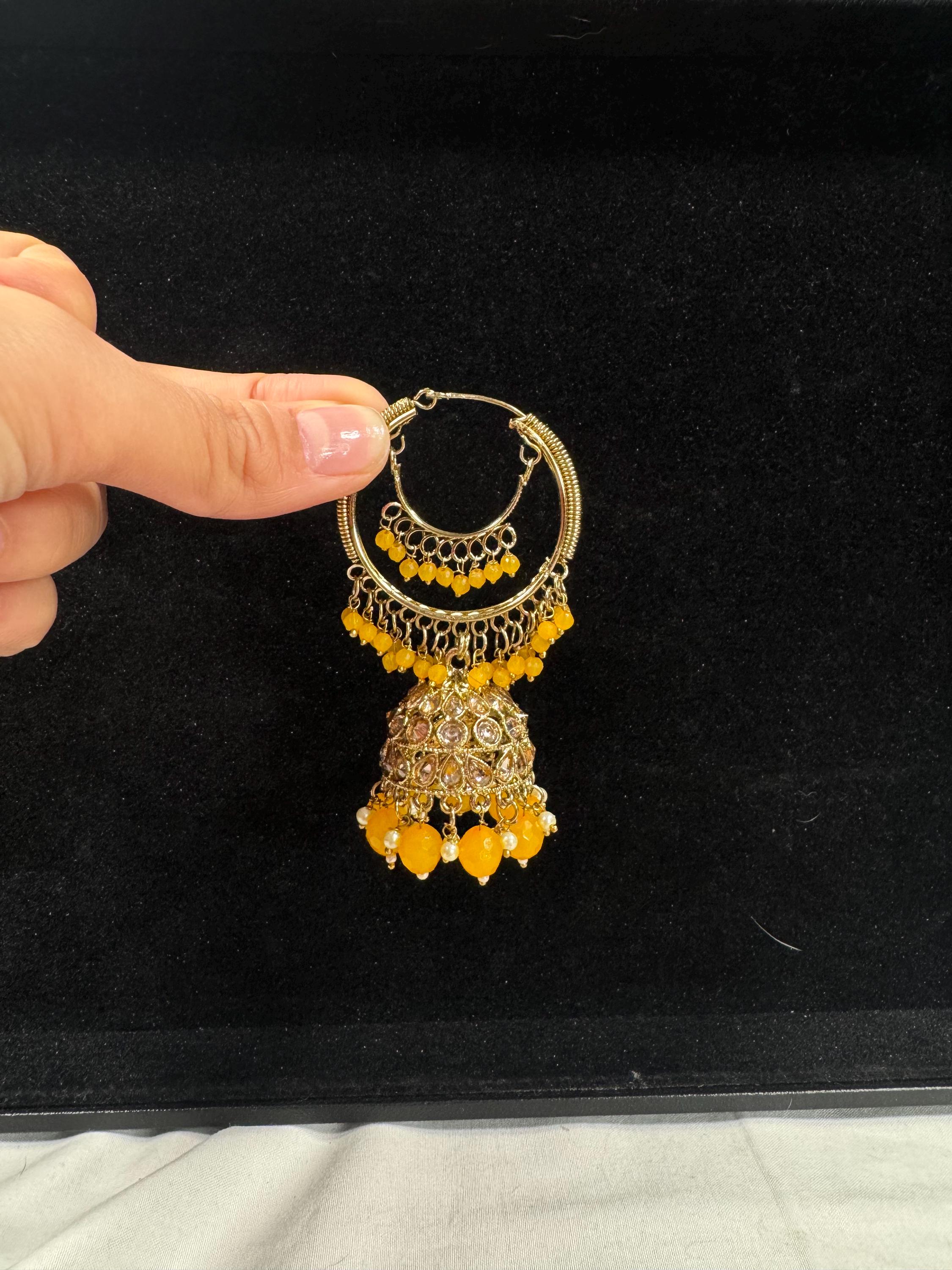 Bollywood Style Jhumka Earrings, Indian Gold Plated Hoop Earrings, Statement Ethnic Jewelry, Festive Earrings, Women's Accessories