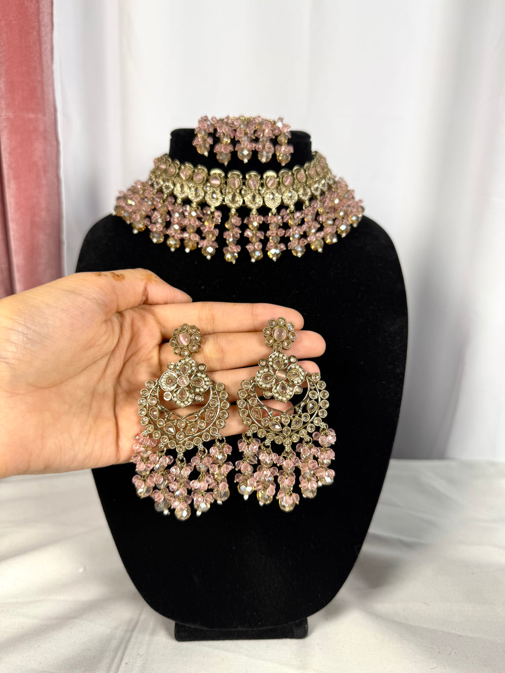Sitara Necklace Set-Pink