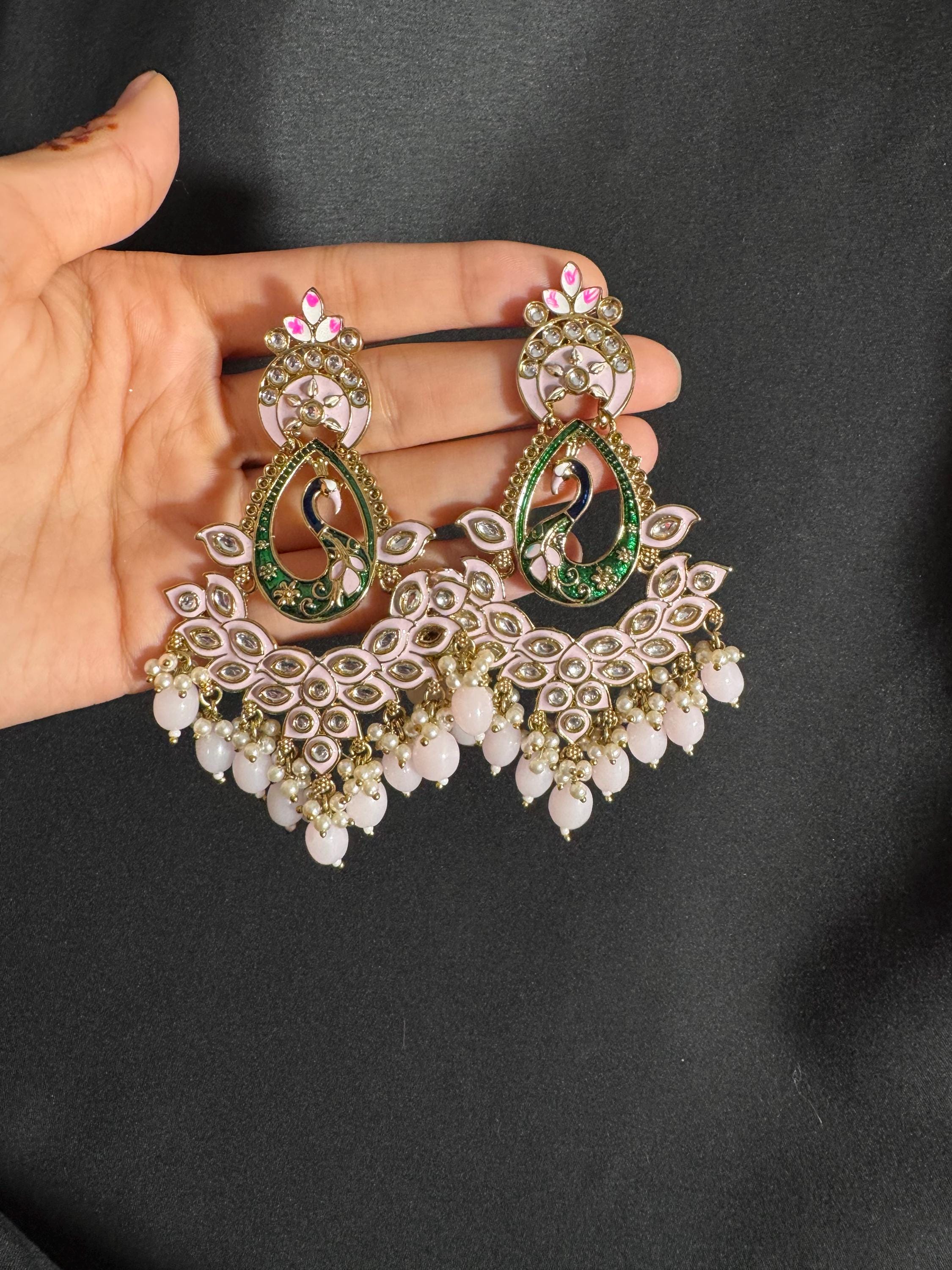 Bollywood Style Jhumka Earrings, Indian Gold Plated Hoop Earrings, Statement Ethnic Jewelry, Festive Earrings, Women's Accessories