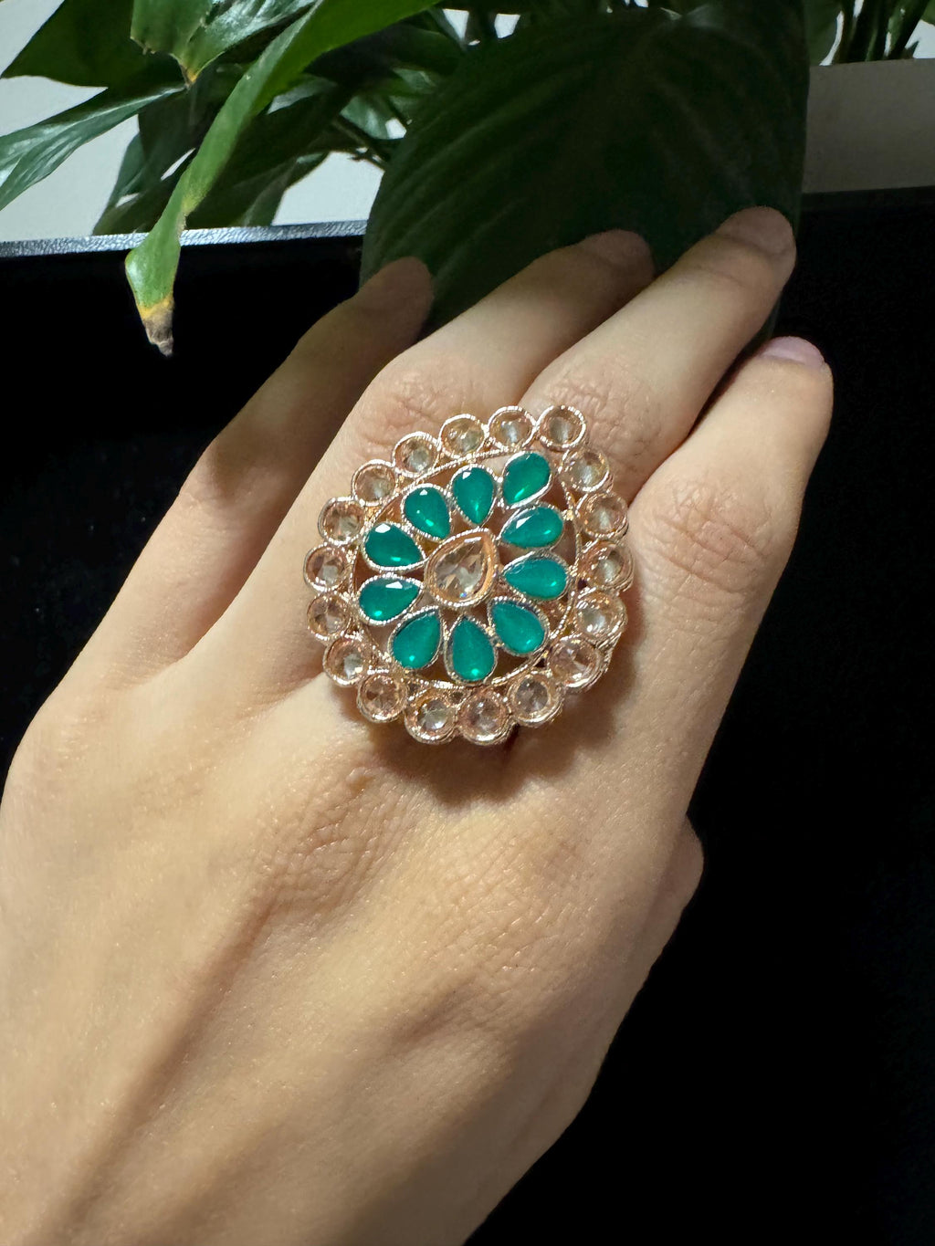 Bollywood Style Ring , Indian Gold Plated ring, Statement Ethnic Jewelry, Festive rings , Women's Accessories, Adjustable Ring, desi ring,