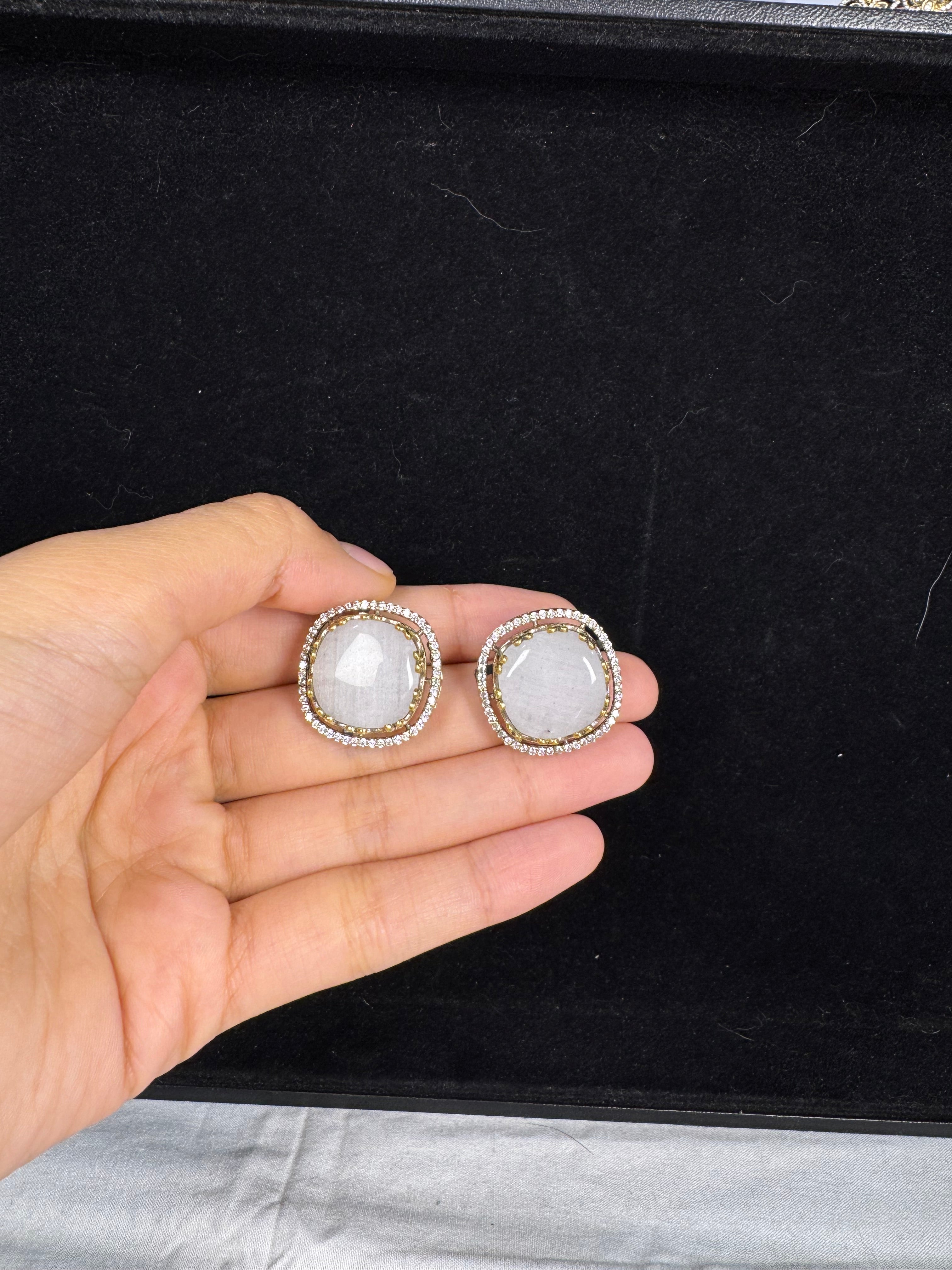 Sia Stud Earrings-Gray
