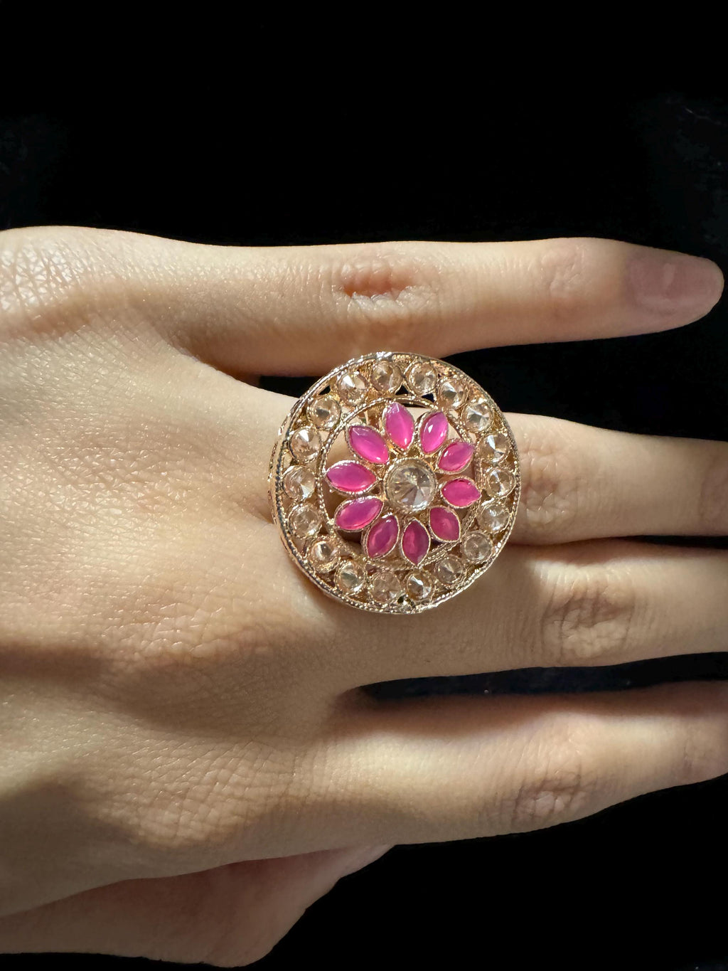 Bollywood Style Ring , Indian Gold Plated ring, Statement Ethnic Jewelry, Festive rings , Women's Accessories, Adjustable Ring, desi ring,