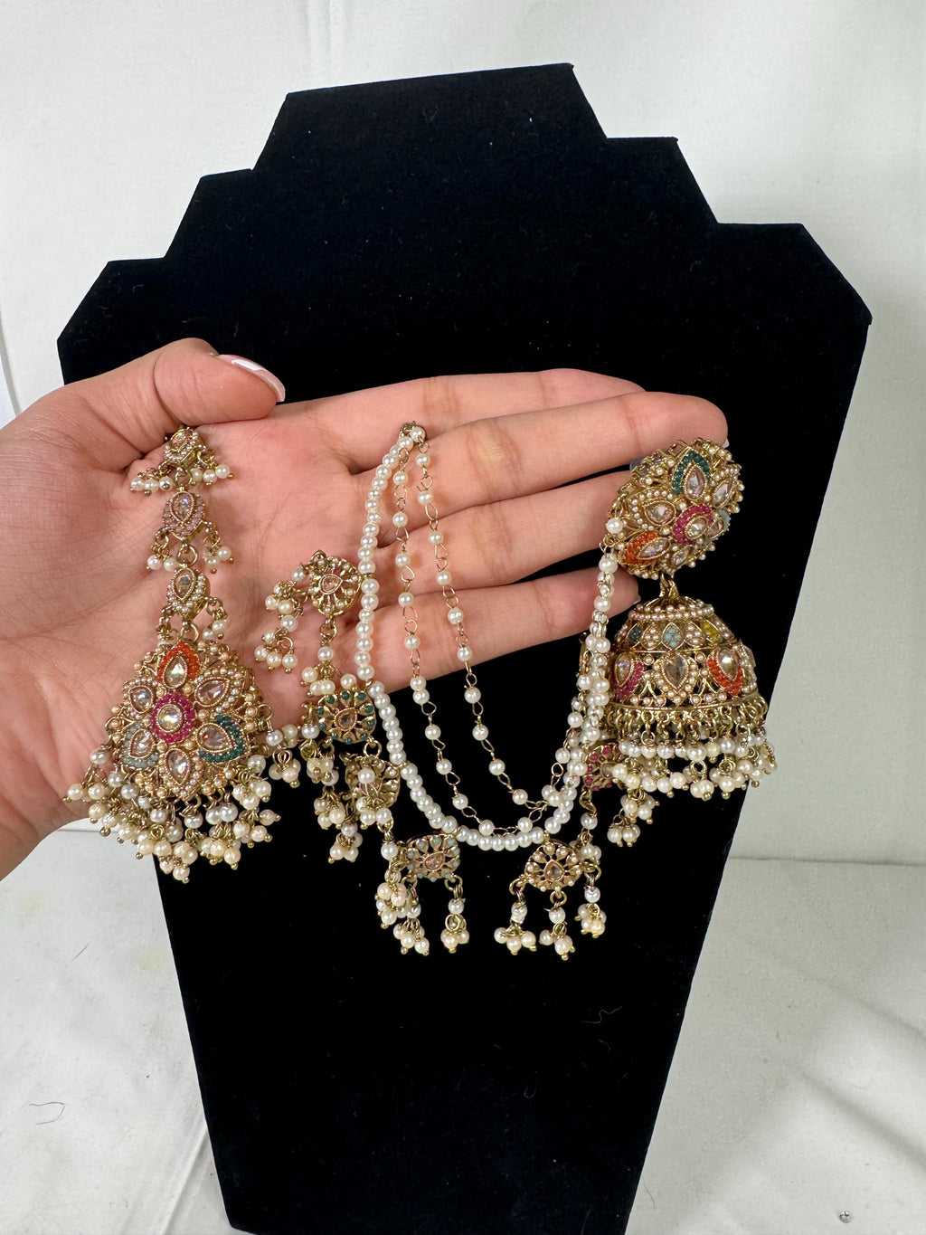 Kundan Indian Jhumka Earrings, Pearl Beaded Ethnic Earrings, Traditional Dangle Earrings, Wedding Jewelry, Bridal Accessories