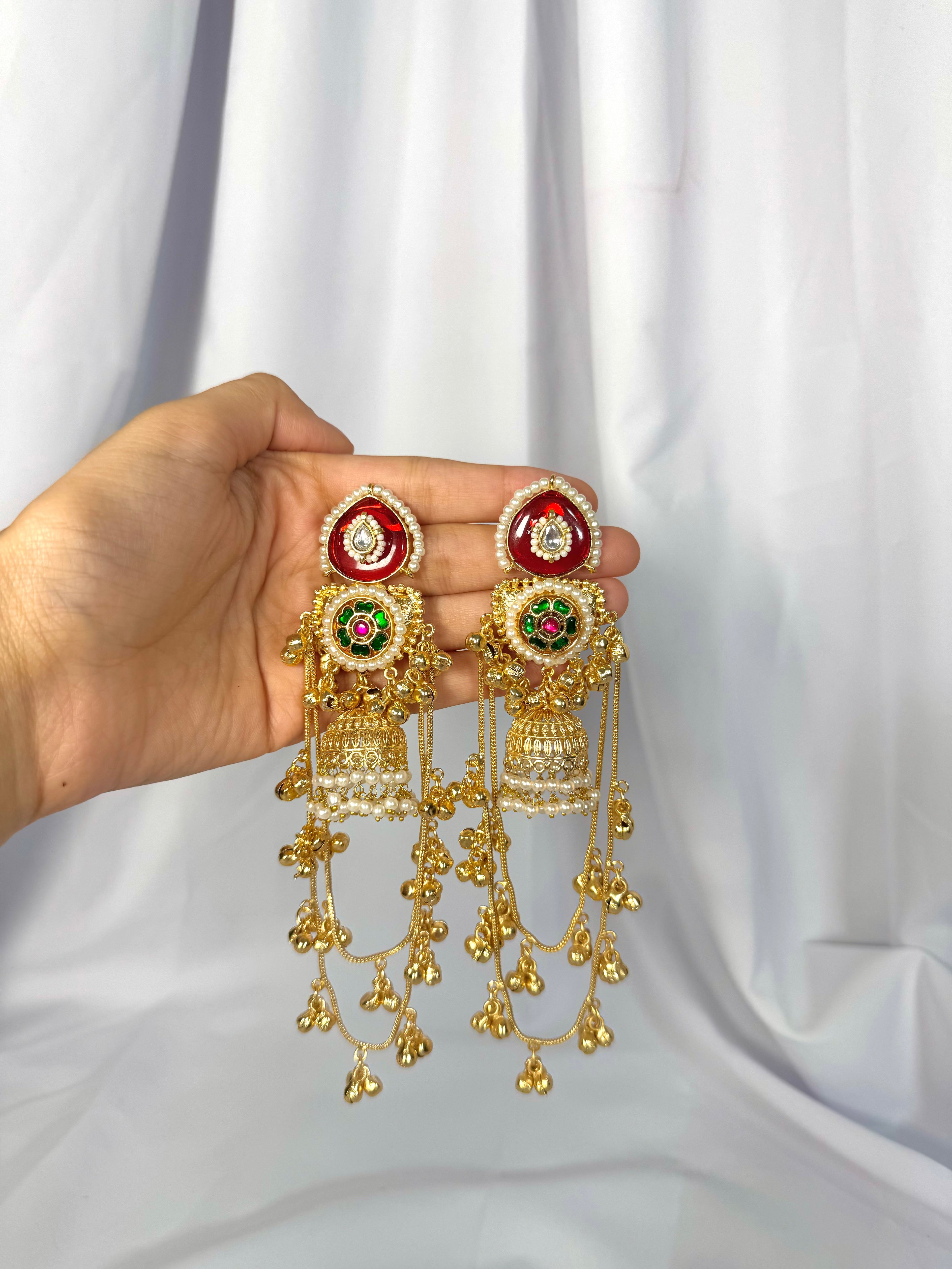 Rahi Kashmiri Earrings-Red